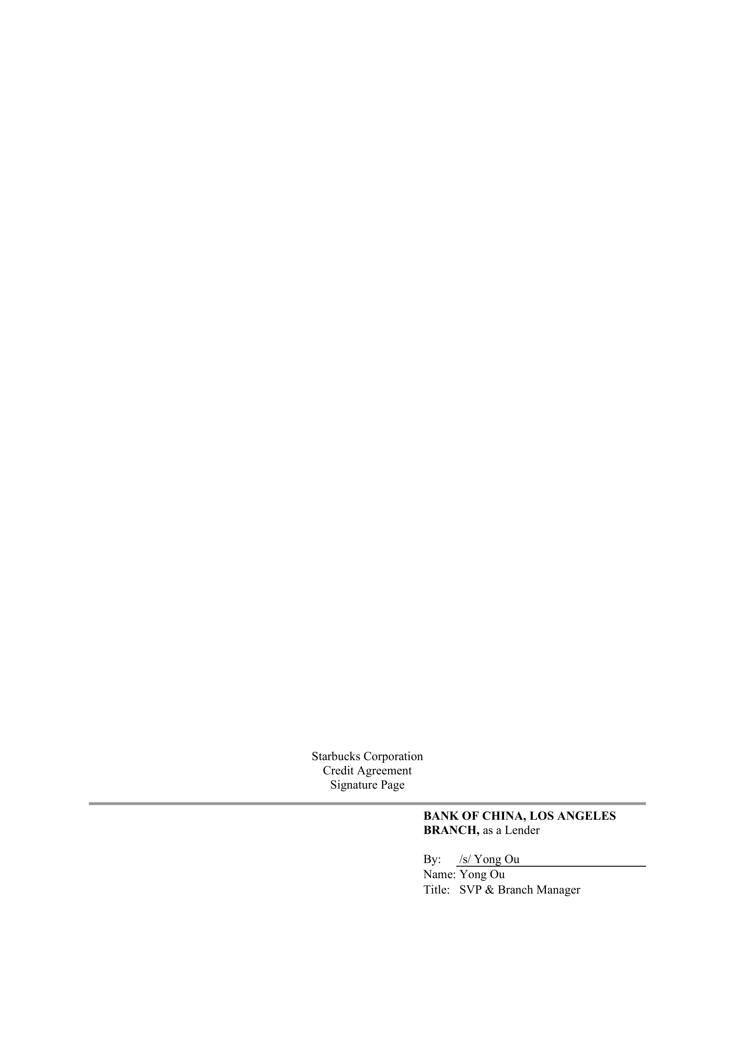 Starbucks Credit Agreement — page 98