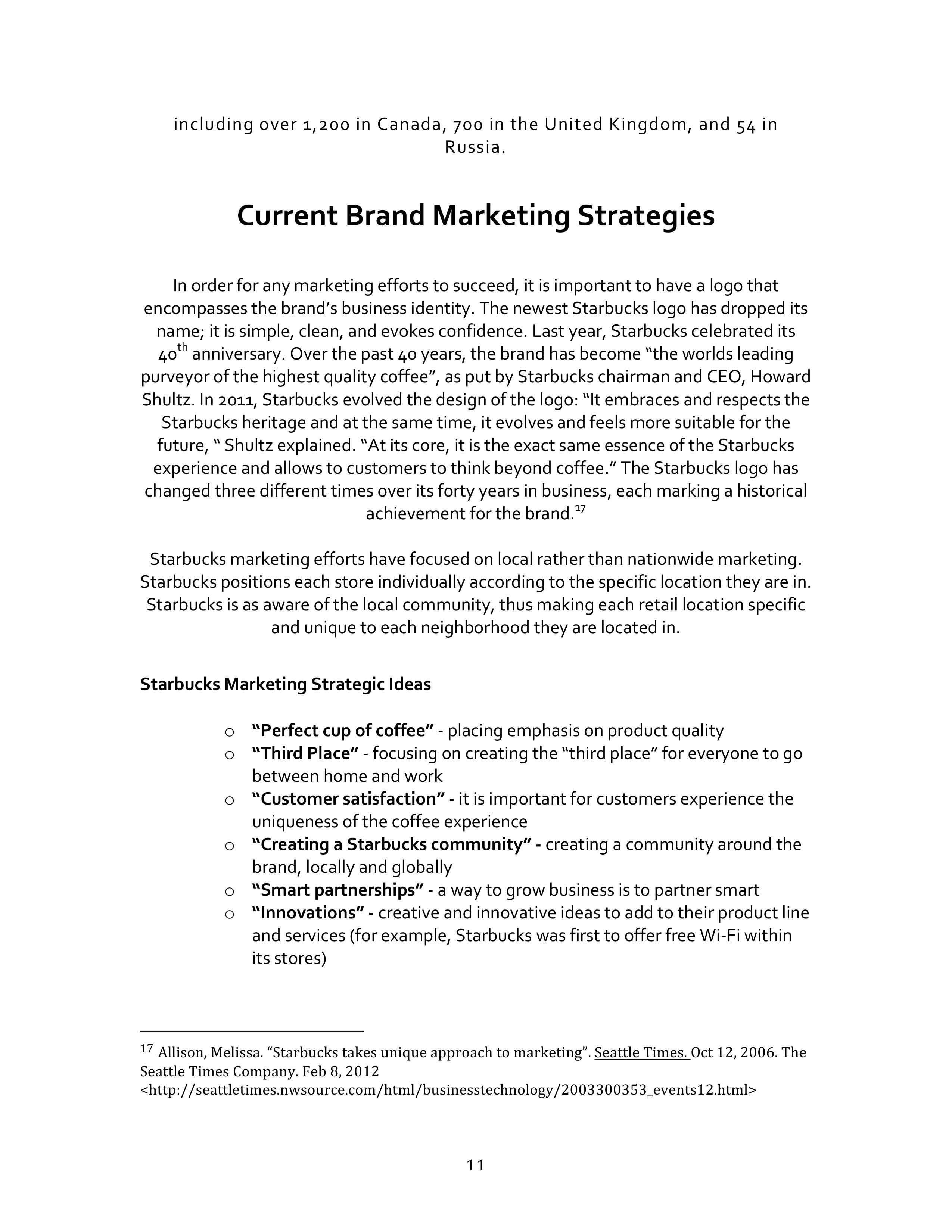 Starbucks SWOT Analysis  — page 11
