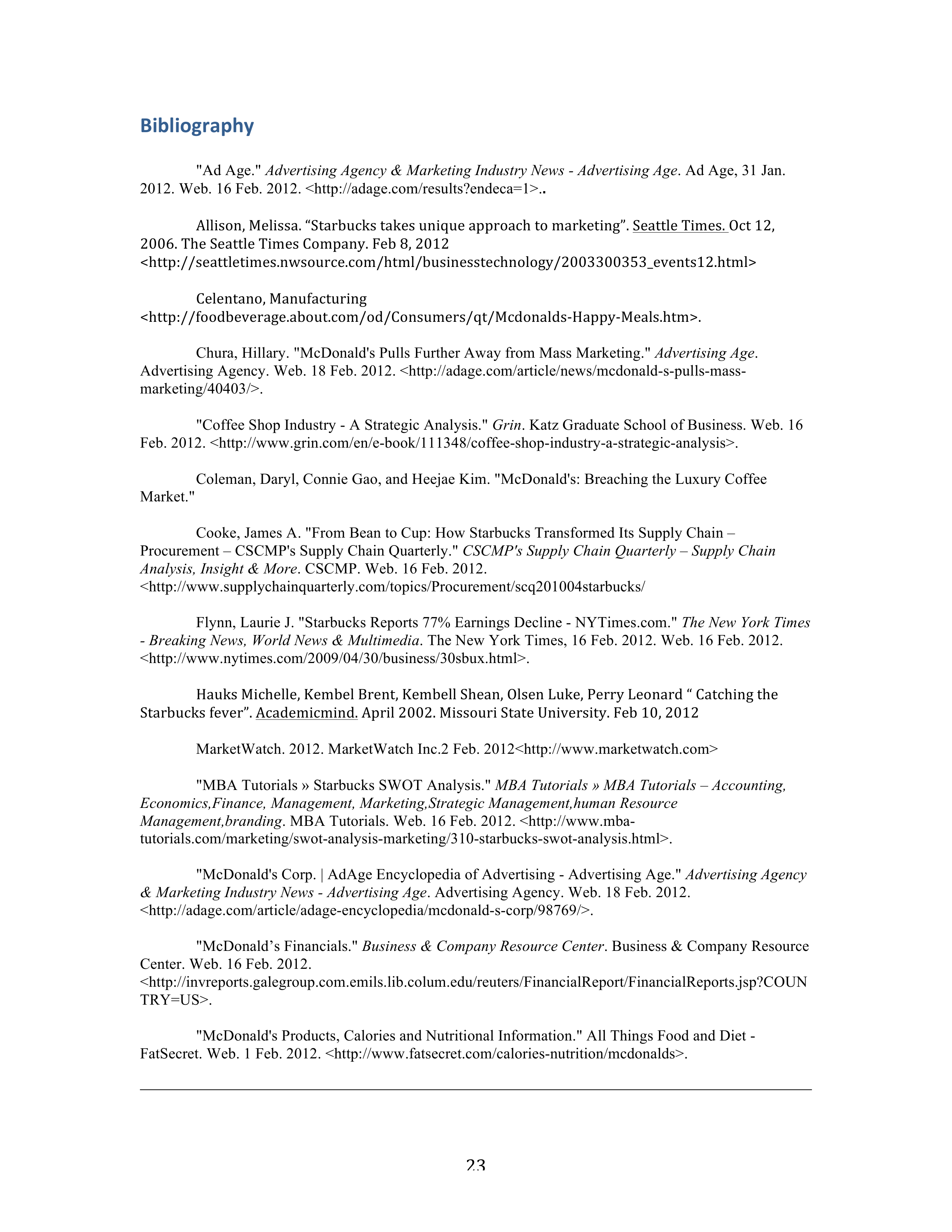 Starbucks SWOT Analysis  — page 23