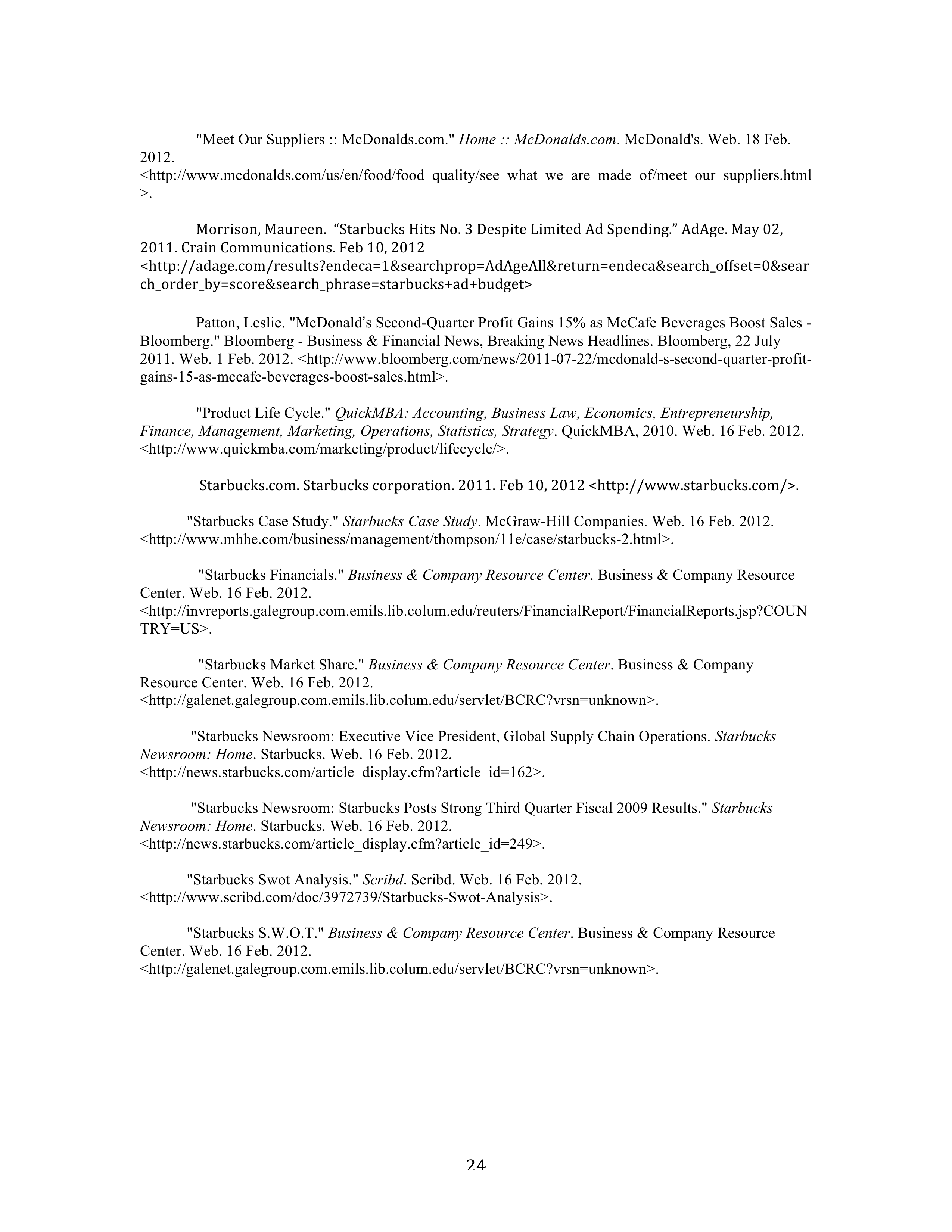 Starbucks SWOT Analysis  — page 24