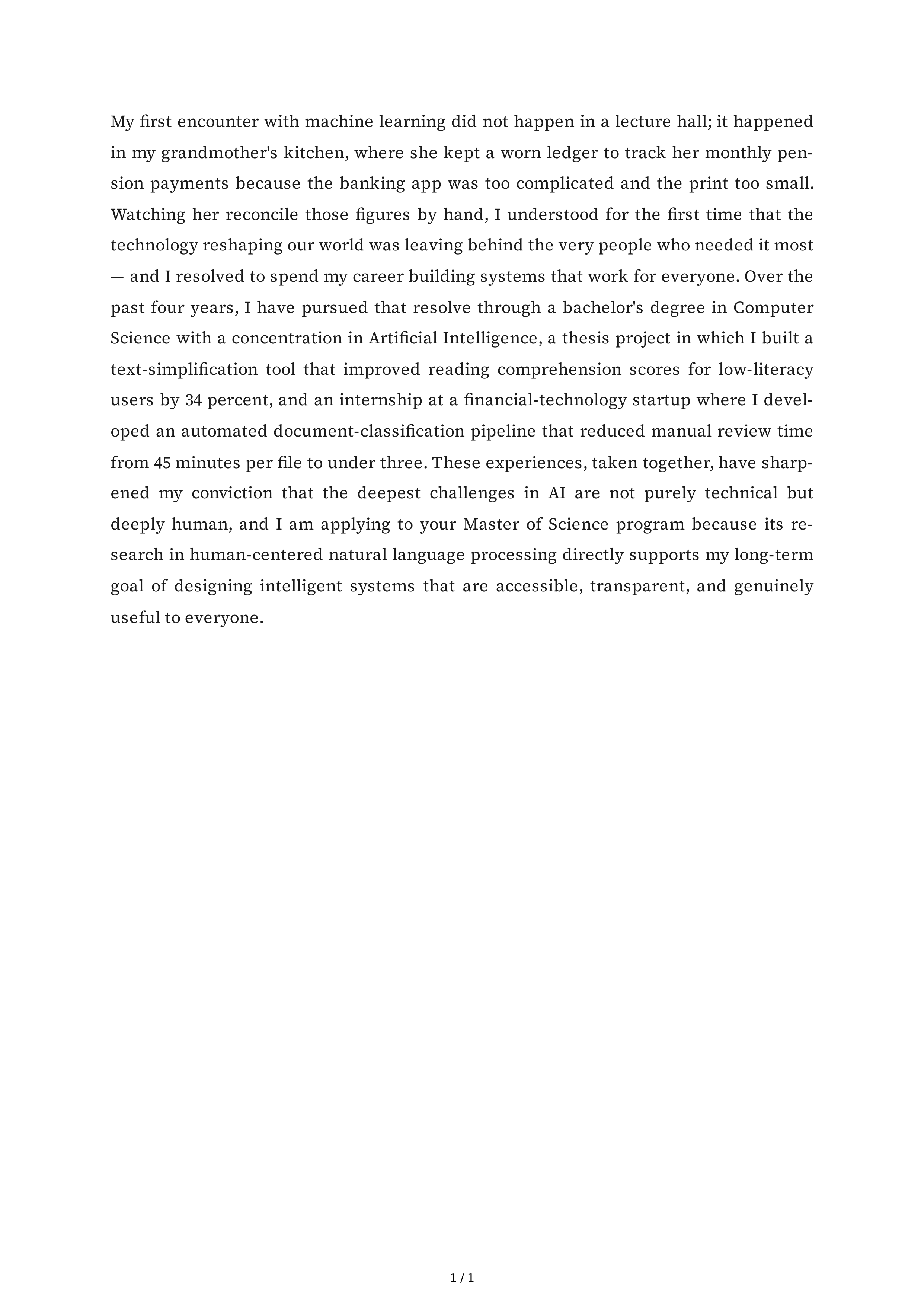 Statement of Purpose Introduction Paragraph — page 1