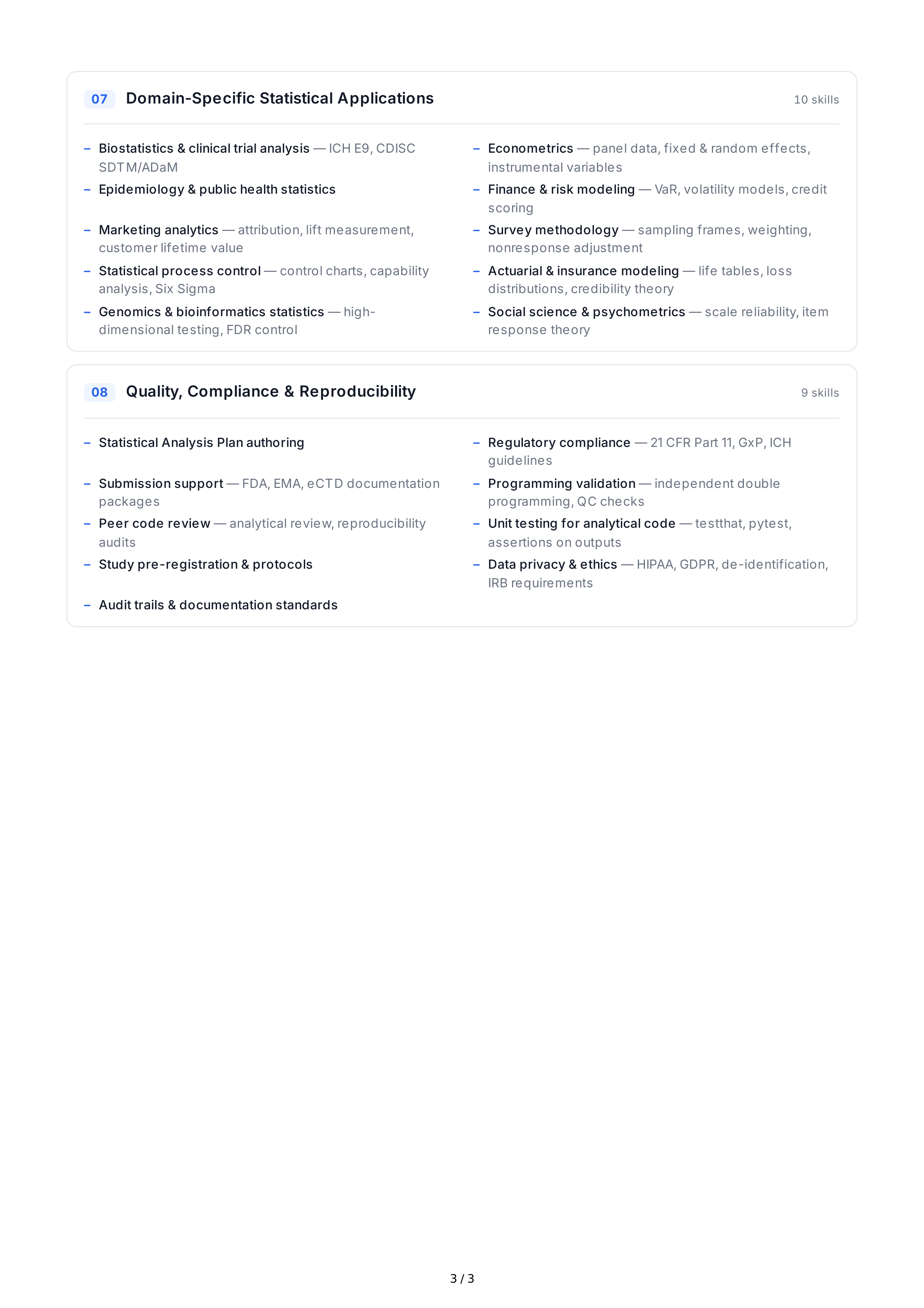 Statistical Analysis Hard Skills — page 3