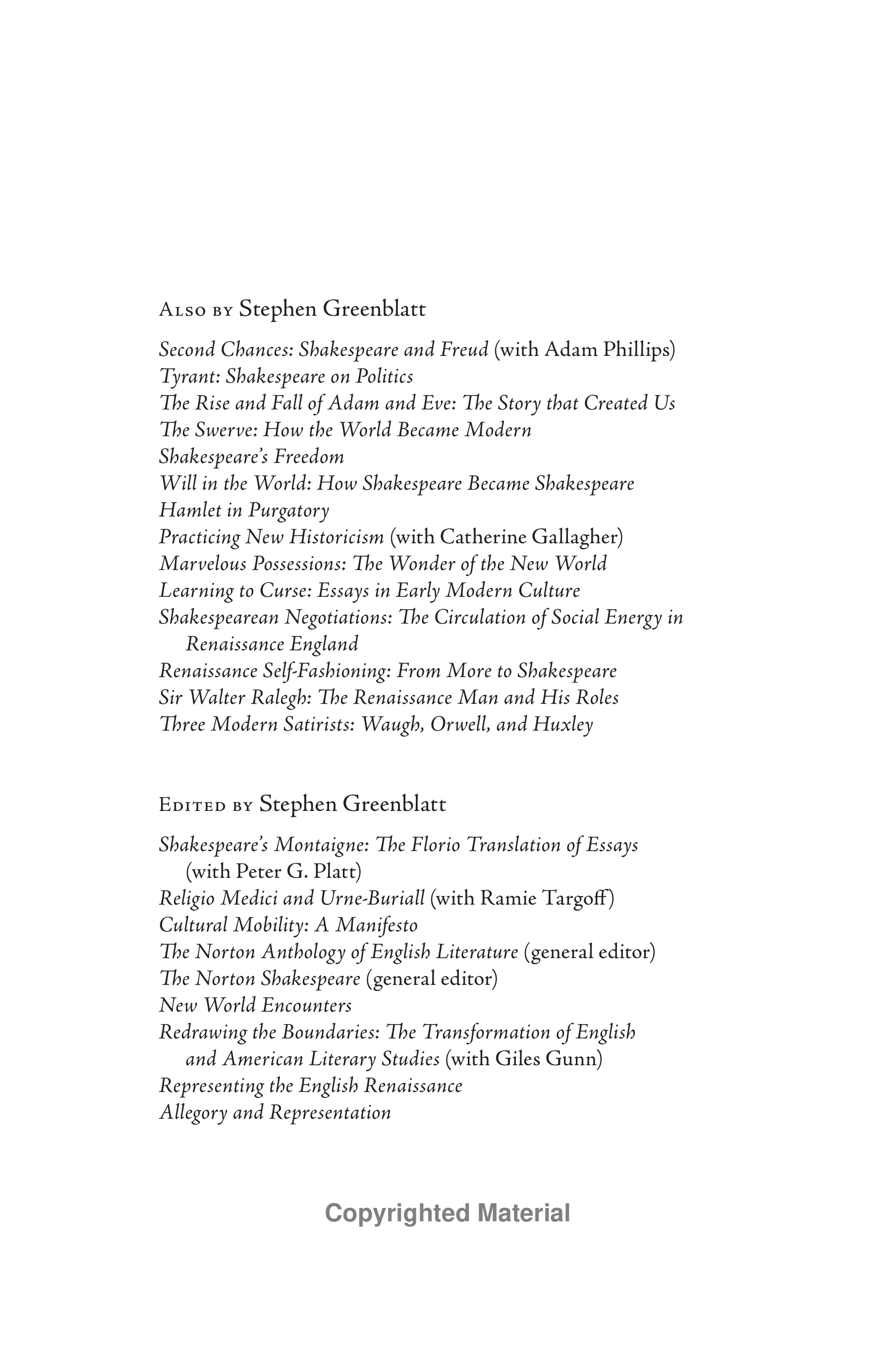 Stephen Greenblatt Dark Renaissance Biography — page 4