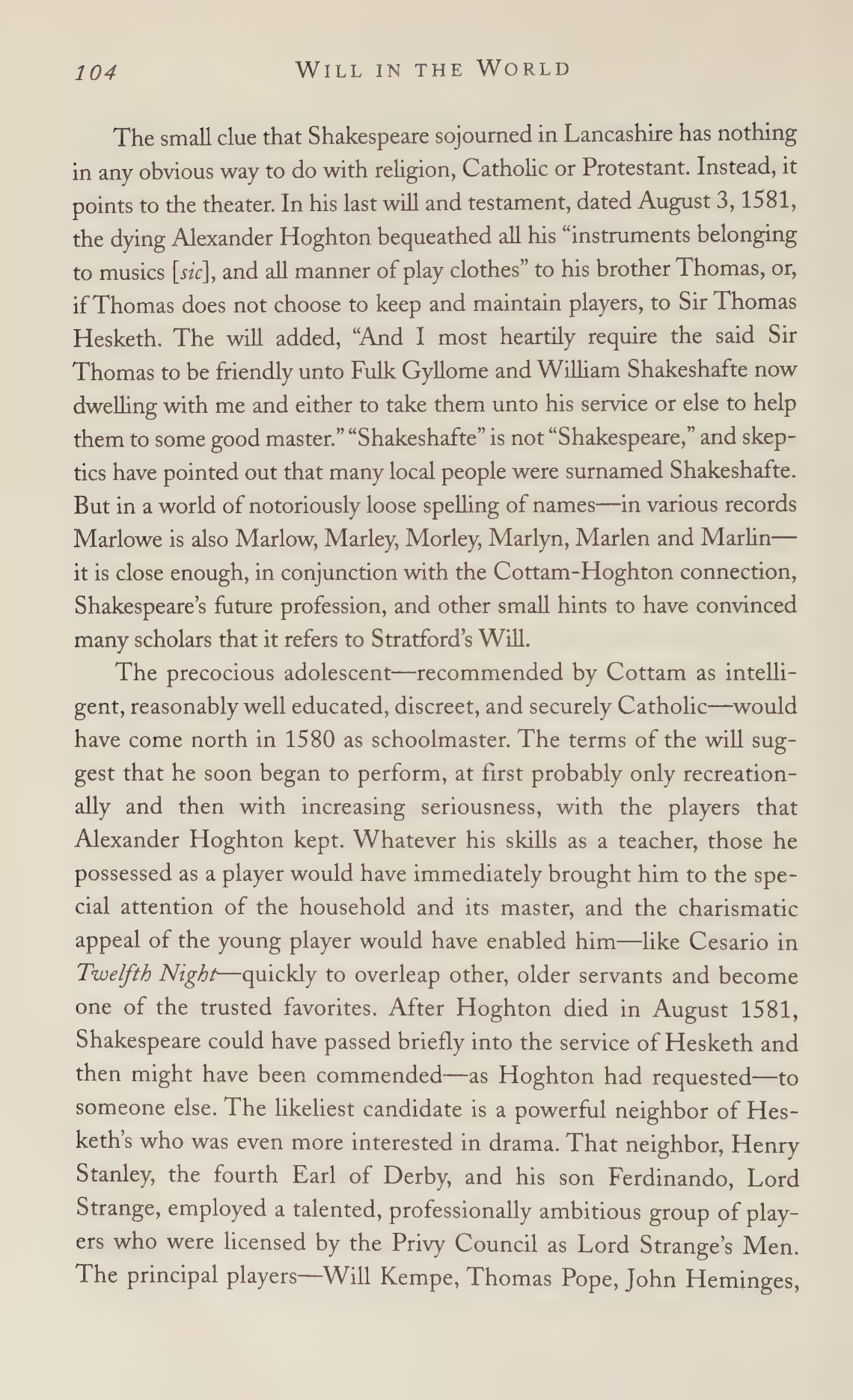 Stephen Greenblatt Will in the World Biography — page 106
