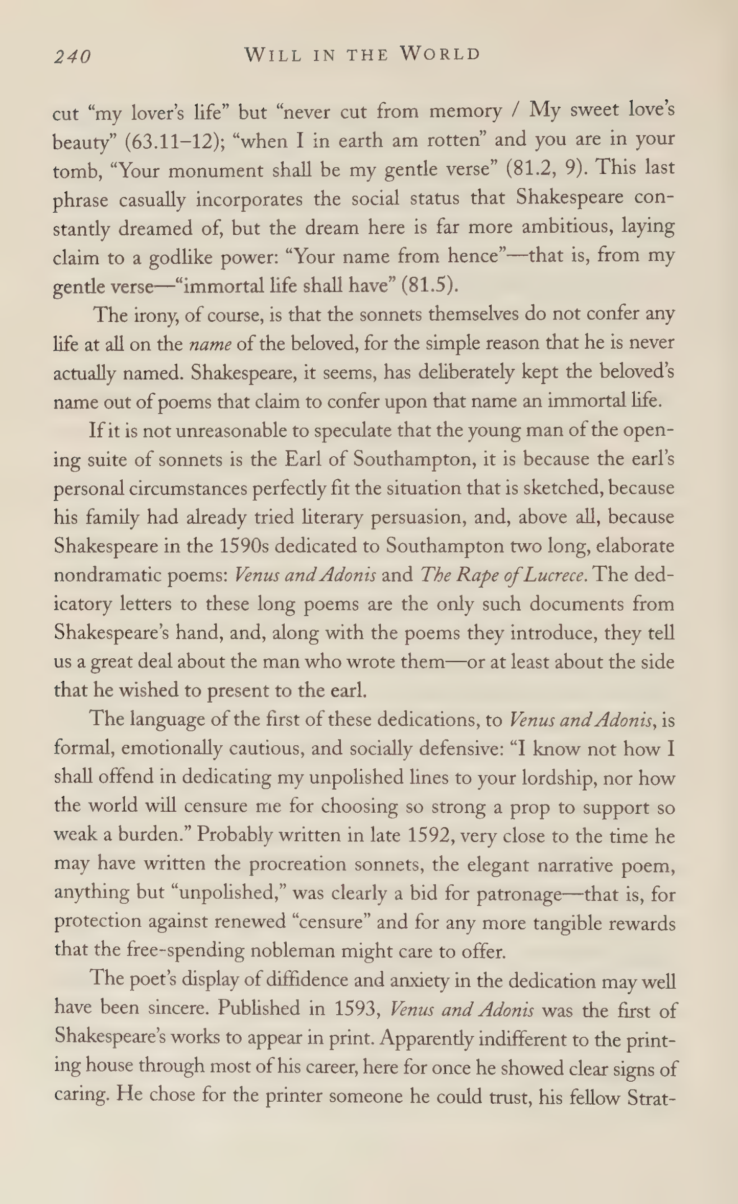 Stephen Greenblatt Will in the World Biography — page 250