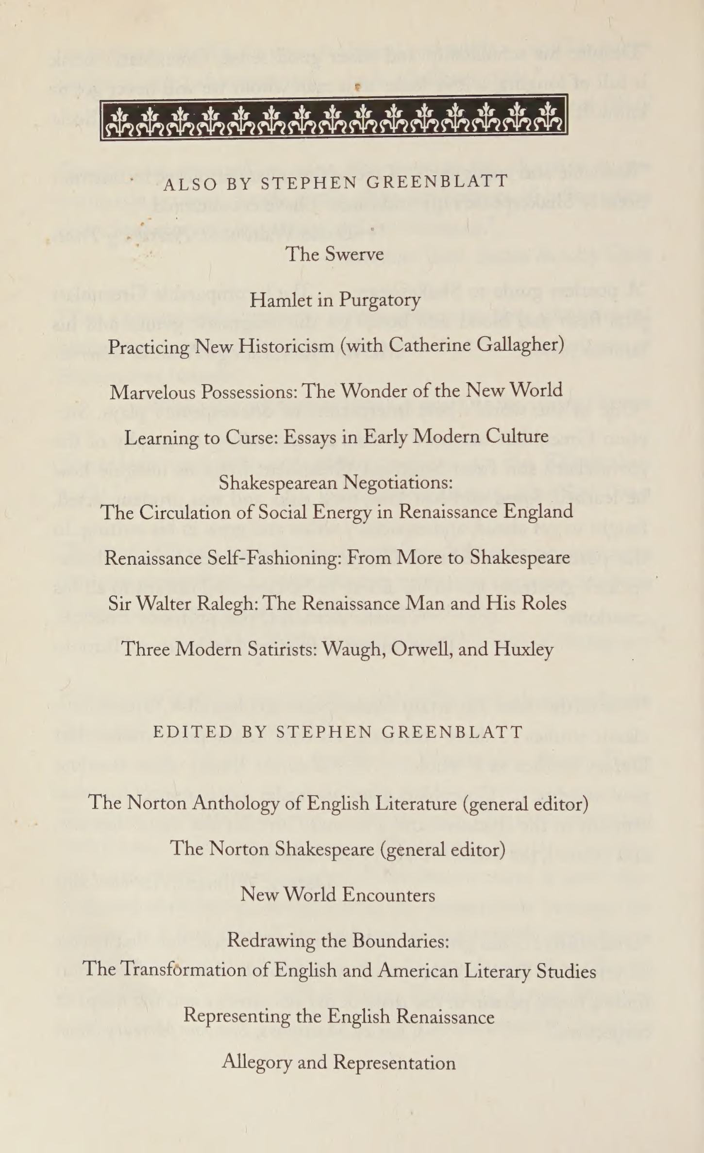 Stephen Greenblatt Will in the World Biography — page 6