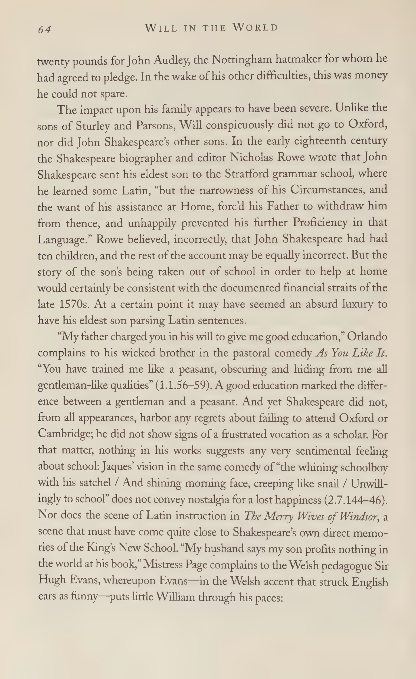 Stephen Greenblatt Will in the World Biography — page 66