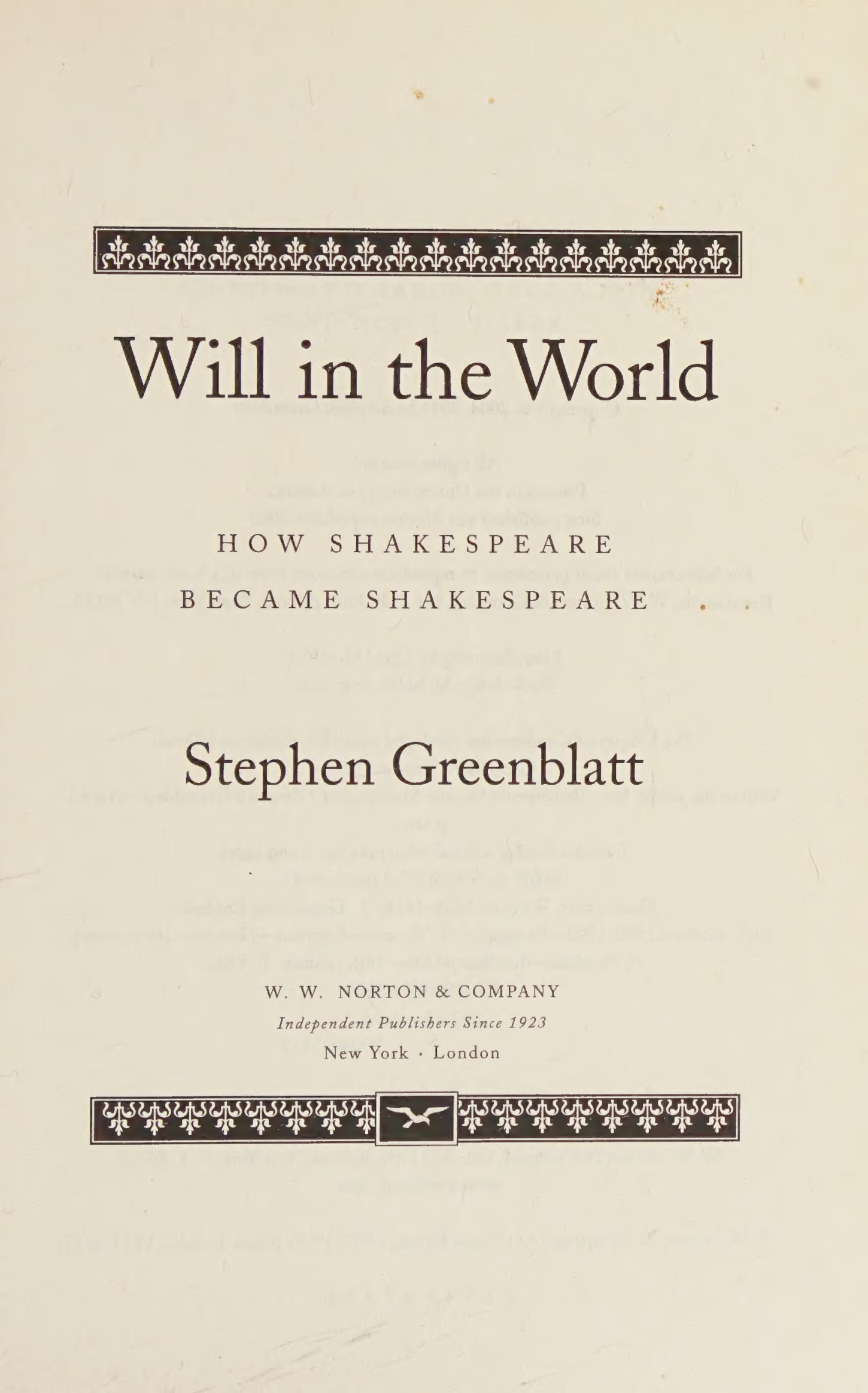 Stephen Greenblatt Will in the World Biography — page 7