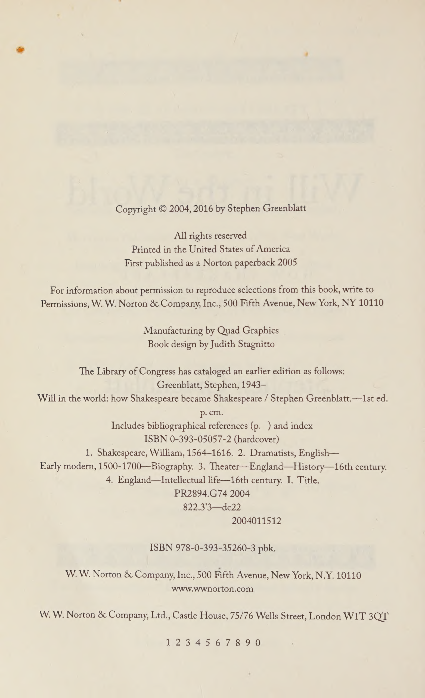 Stephen Greenblatt Will in the World Biography — page 8