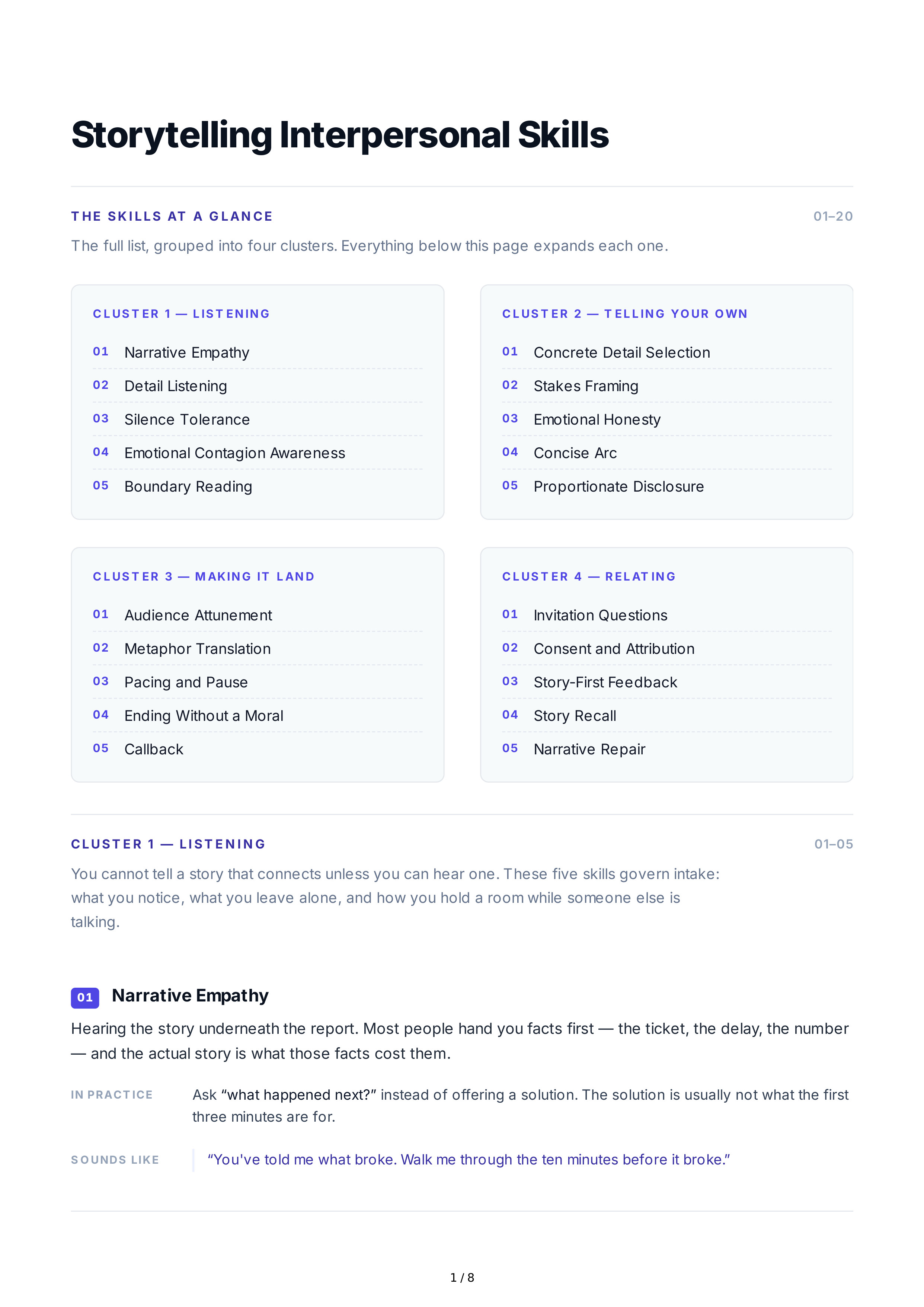 Storytelling Interpersonal Skills — page 1