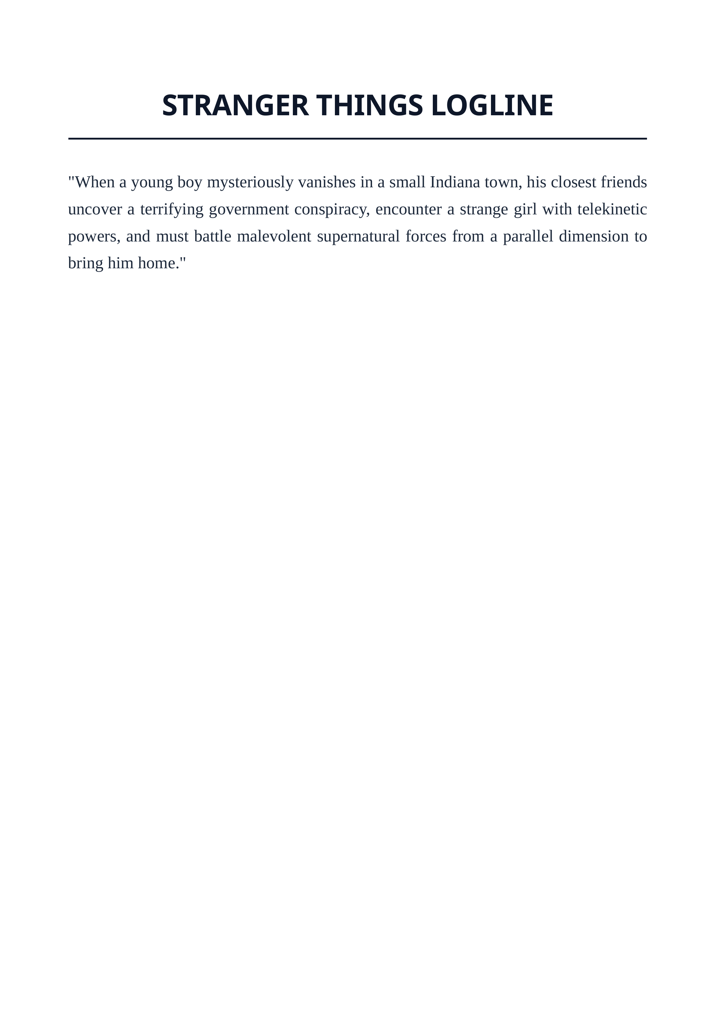 Stranger Things Logline — page 1