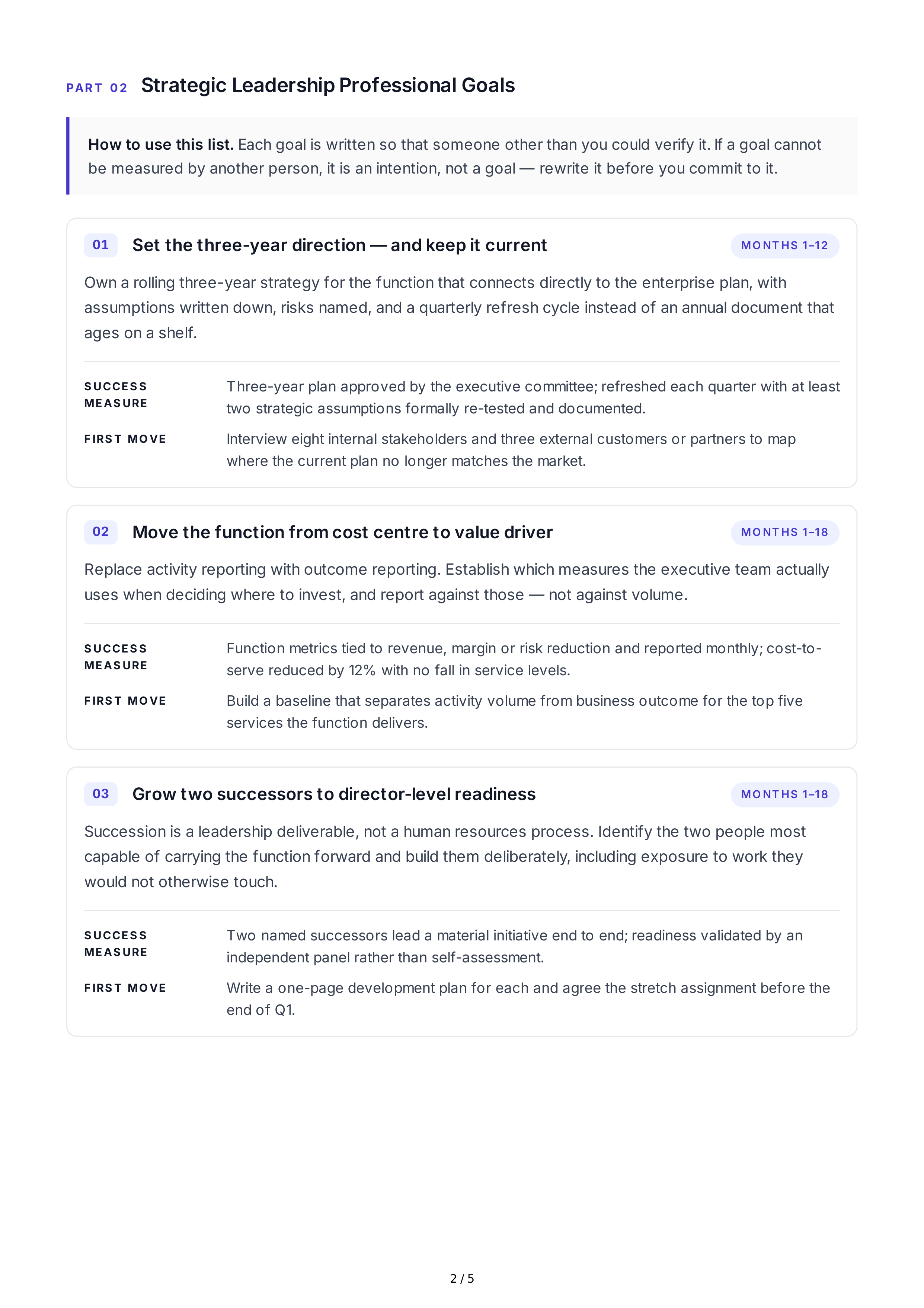 Strategic Leadership Professional Goals — page 2