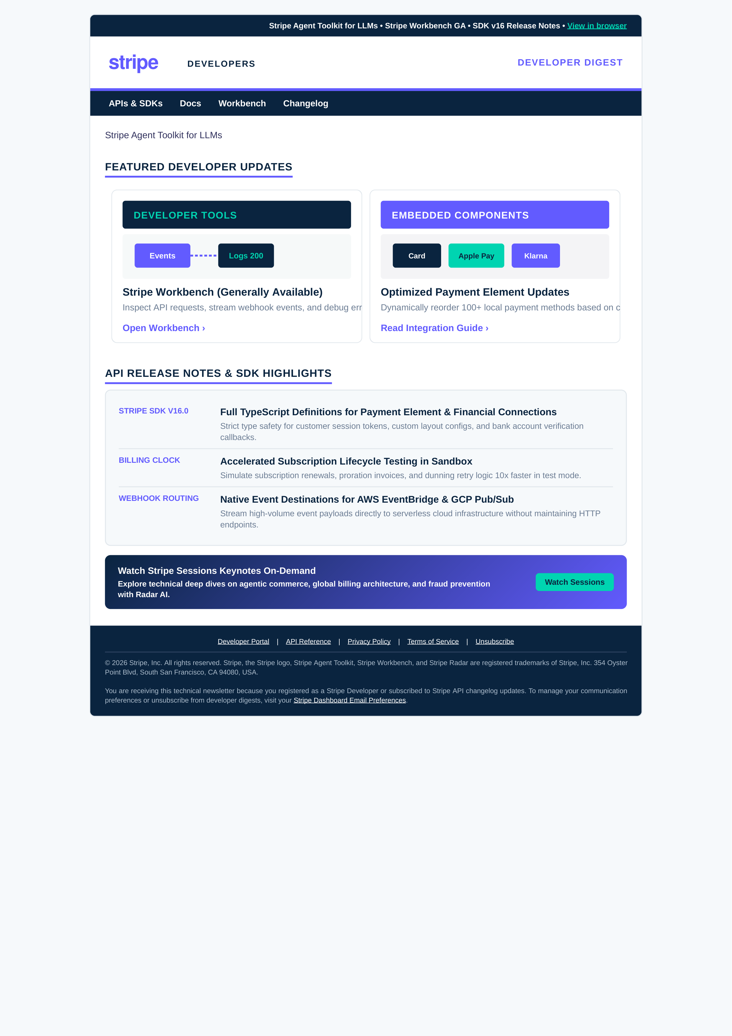 Stripe Developer Email Newsletter — page 1