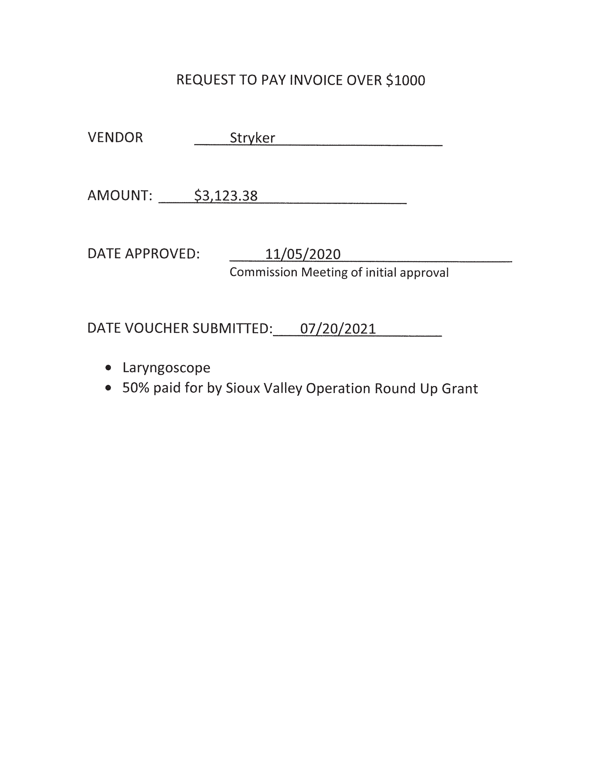 Stryker Medical Invoice — page 1