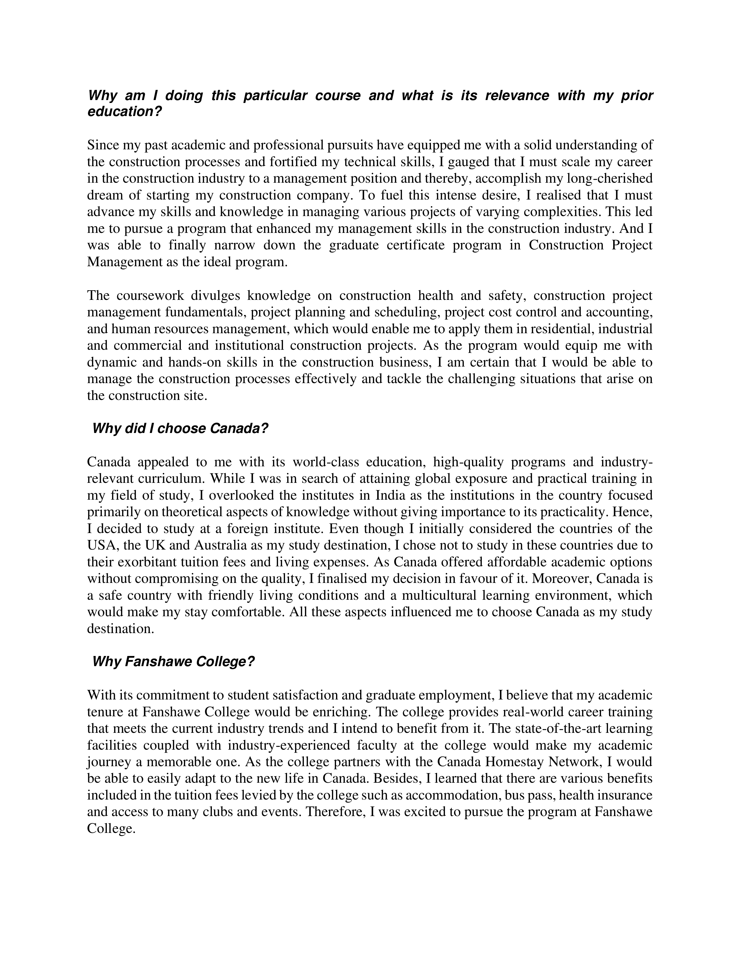 Student Visa Statement of Purpose — page 2