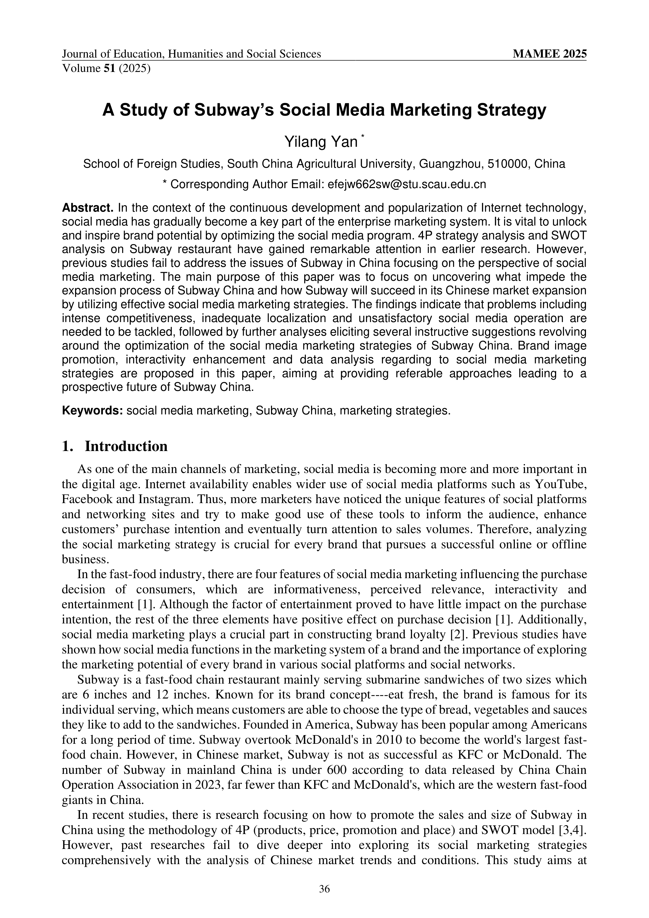 Subway Marketing Strategy — page 1