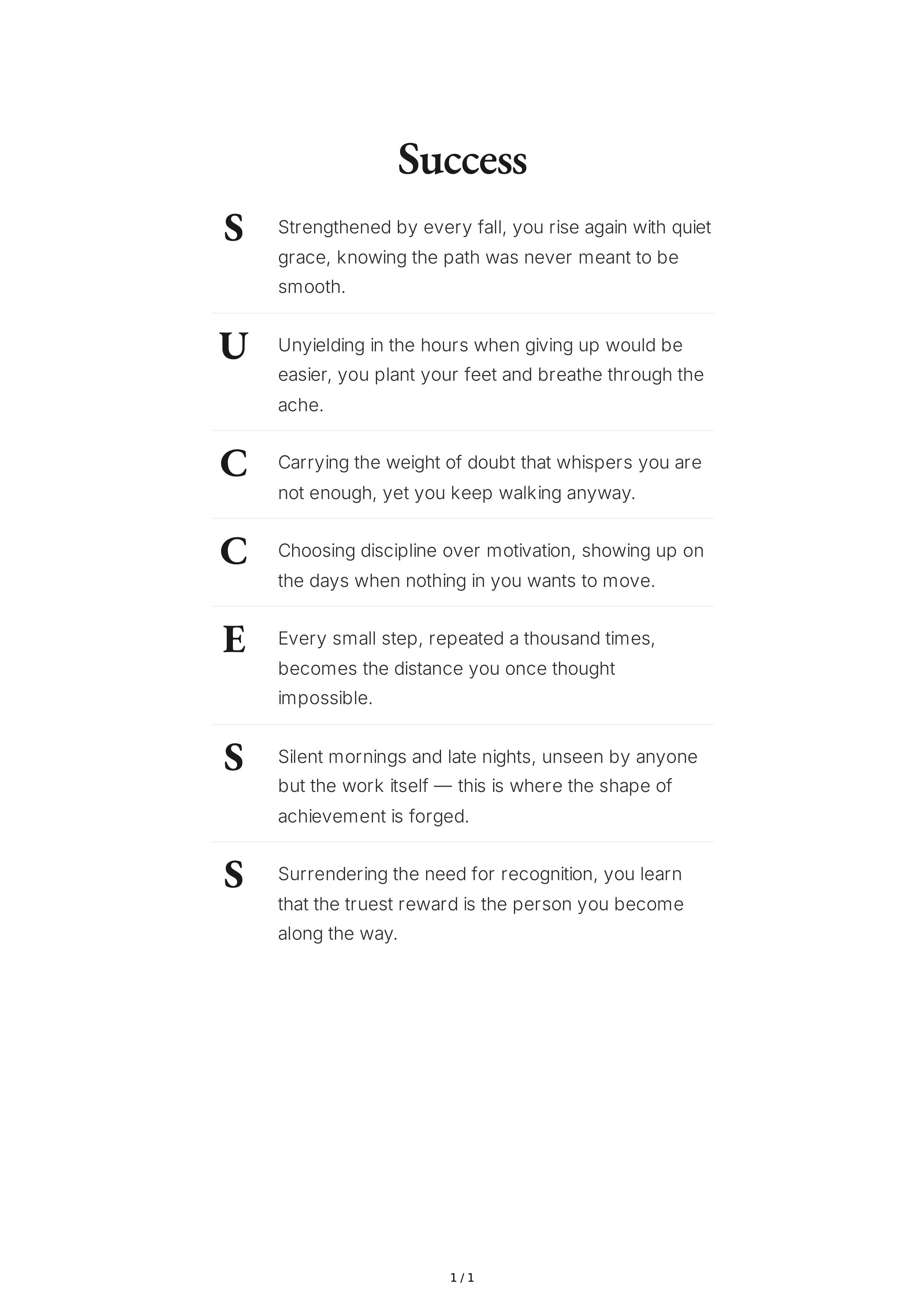 Success Acrostic Poem — page 1
