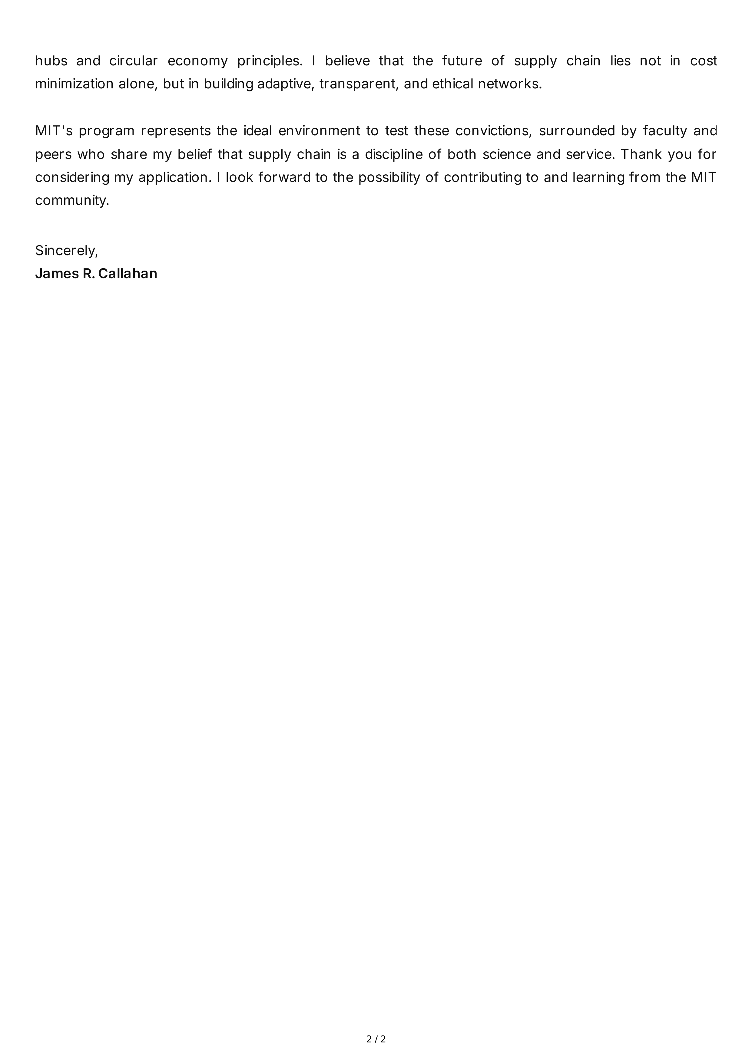 Supply Chain Management Personal Statement — page 2