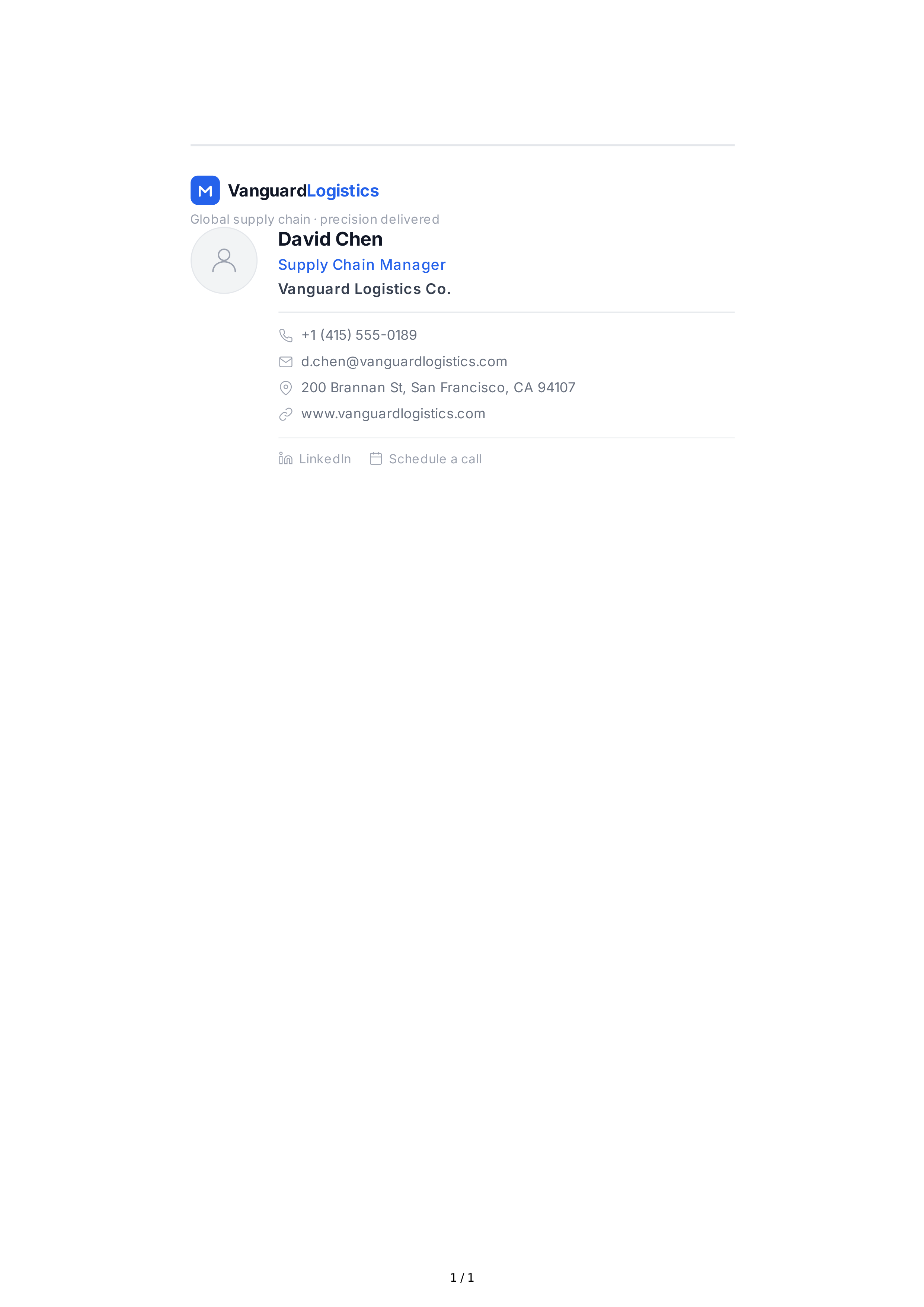 Supply Chain Manager Email Signature — page 1