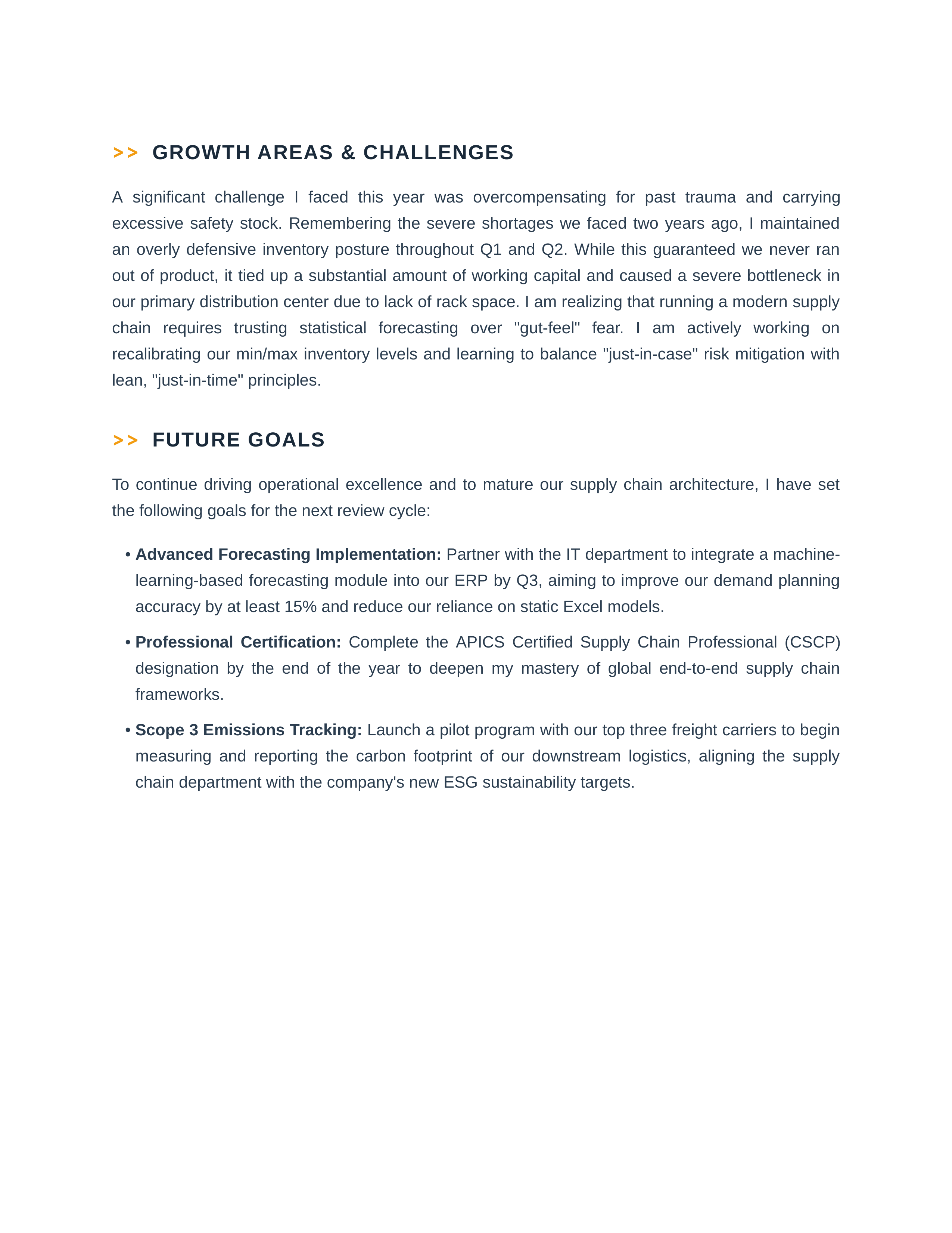 Supply Chain Manager Self Performance Review — page 2