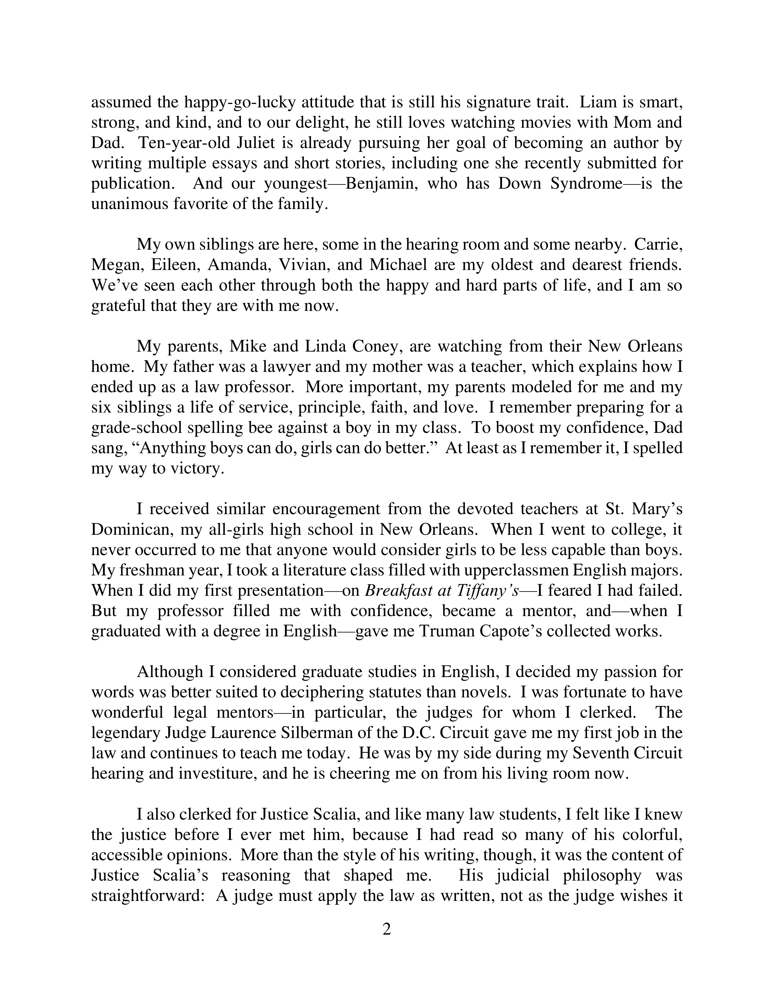 Supreme Court Confirmation Hearing Opening Statement — page 2