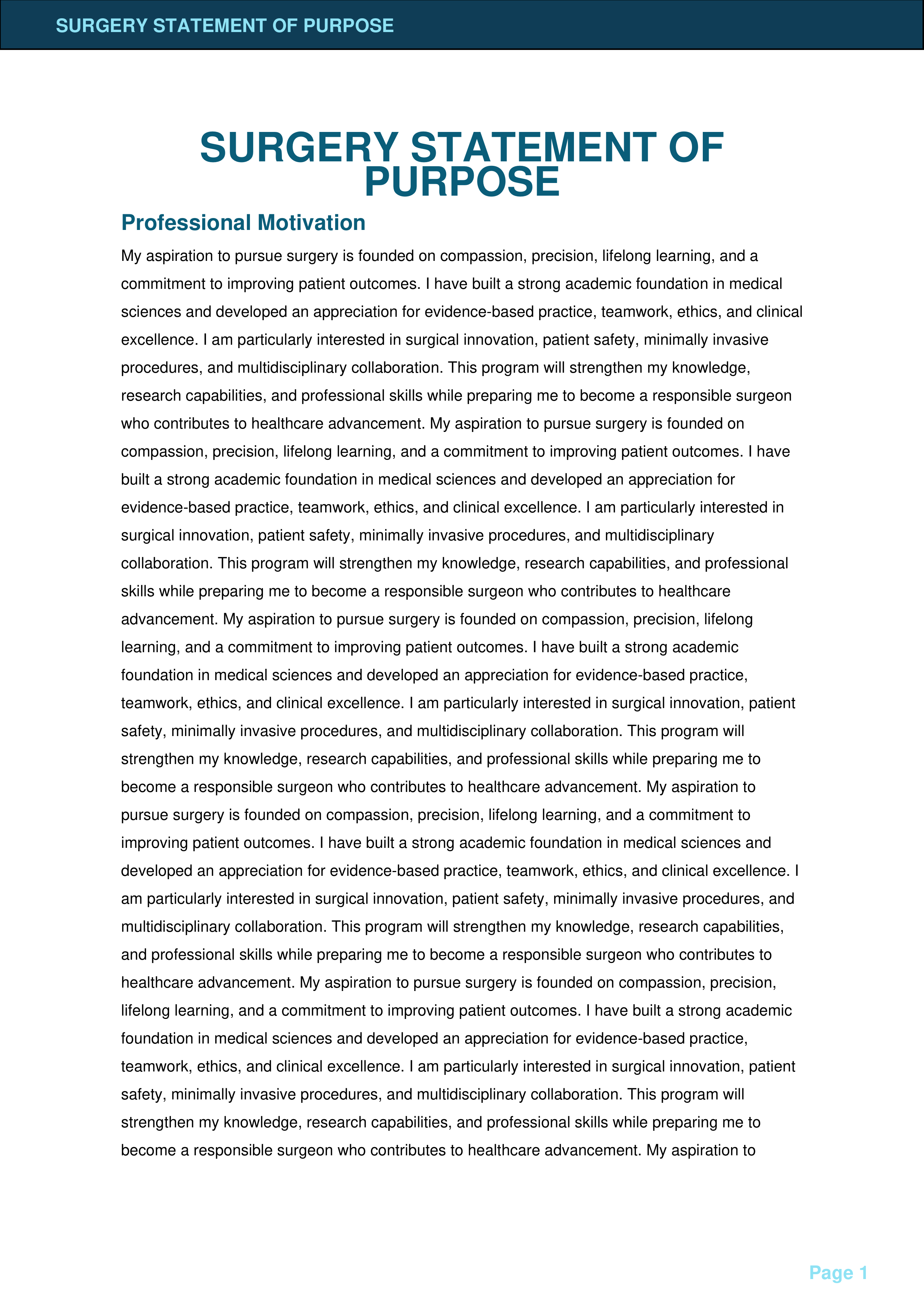 Surgery Statement of Purpose — page 1