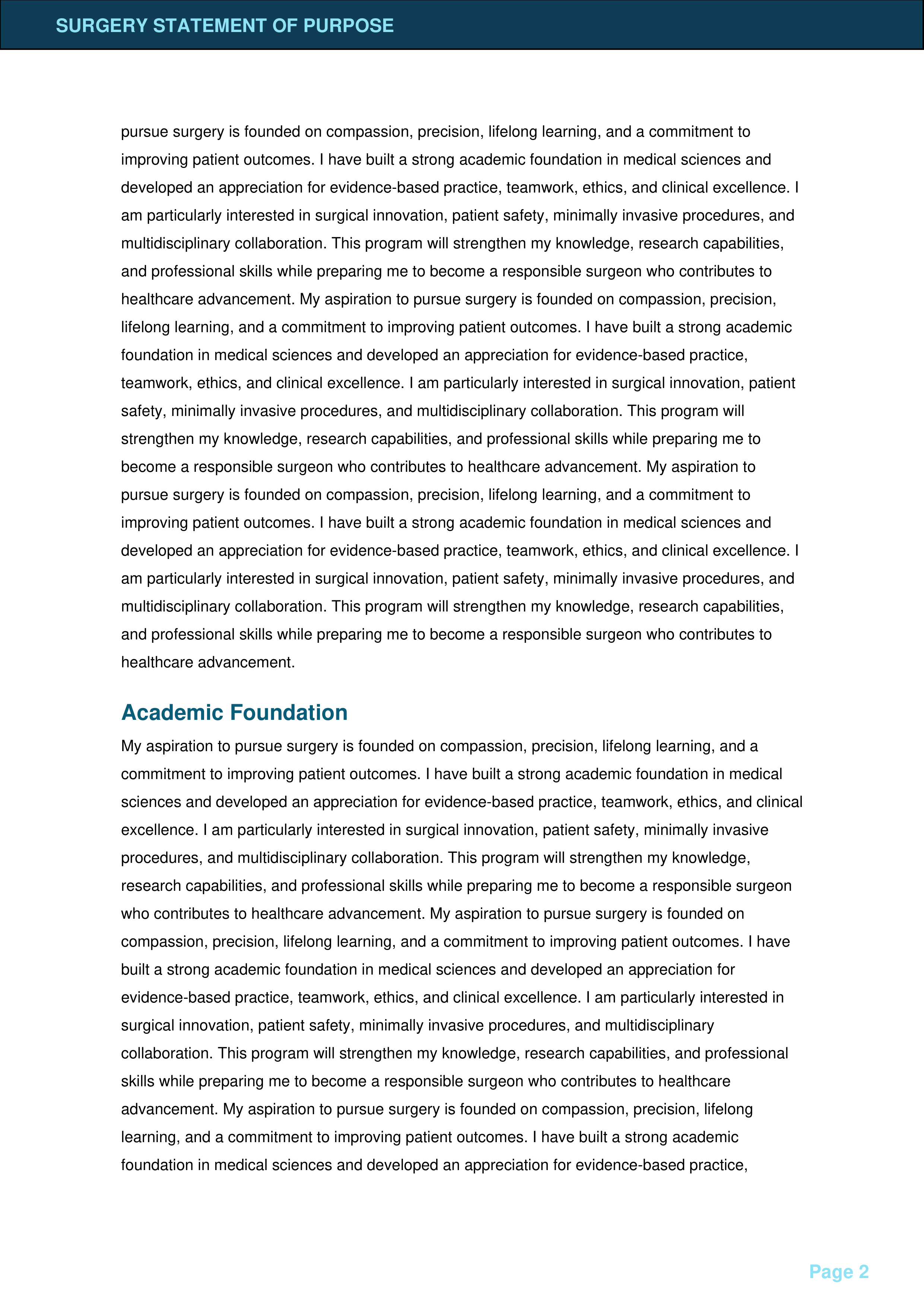 Surgery Statement of Purpose — page 2