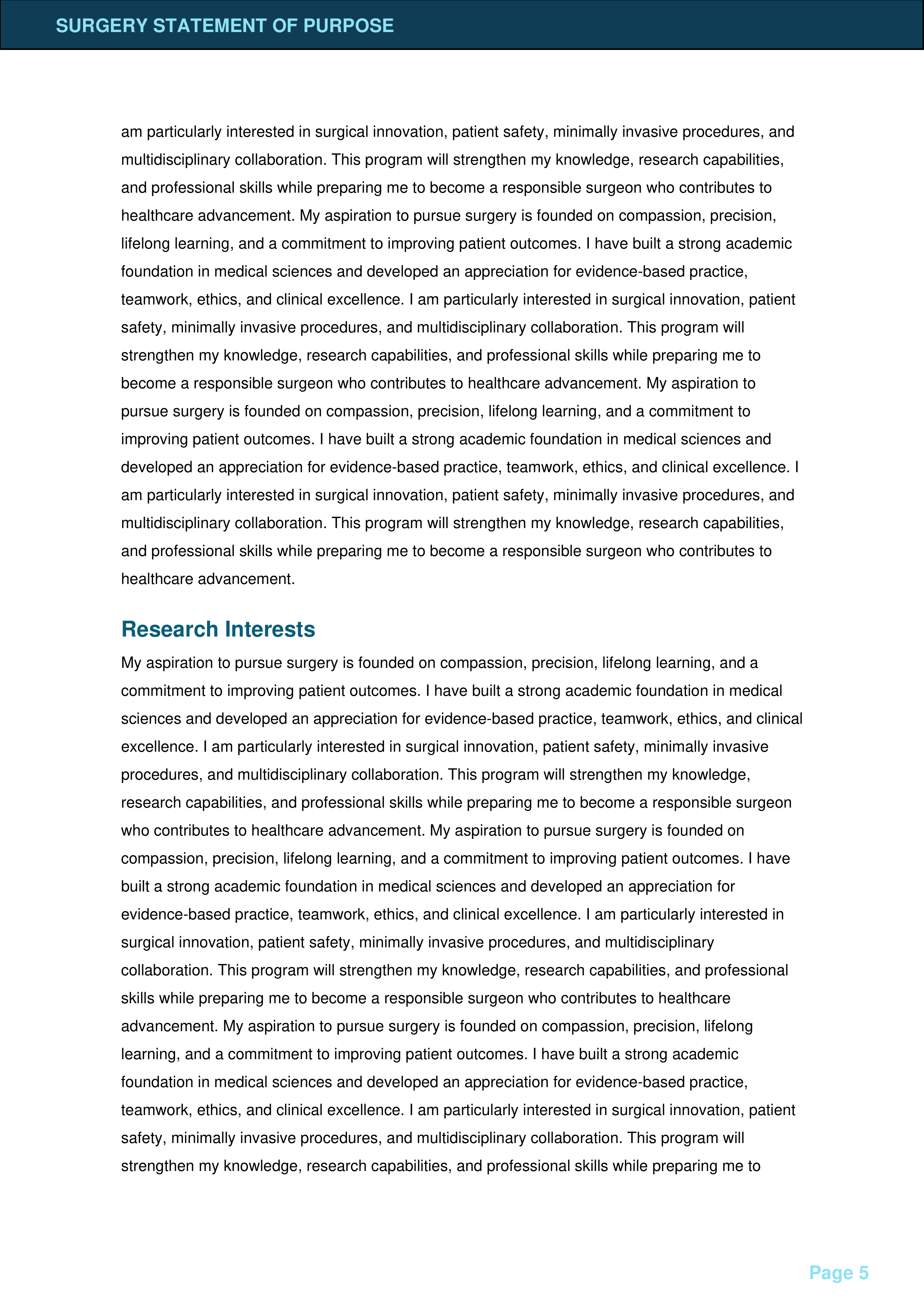 Surgery Statement of Purpose — page 5