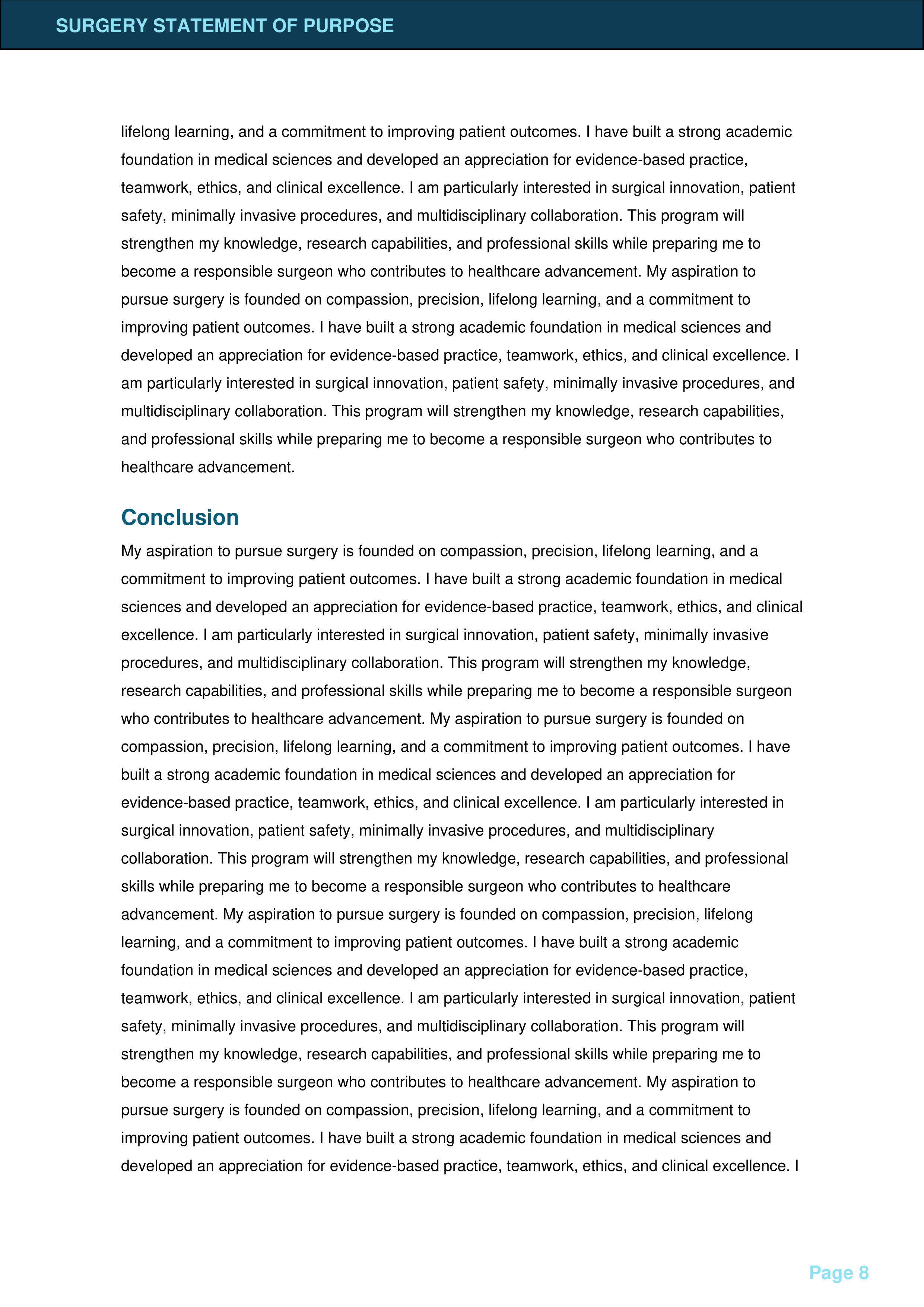 Surgery Statement of Purpose — page 8