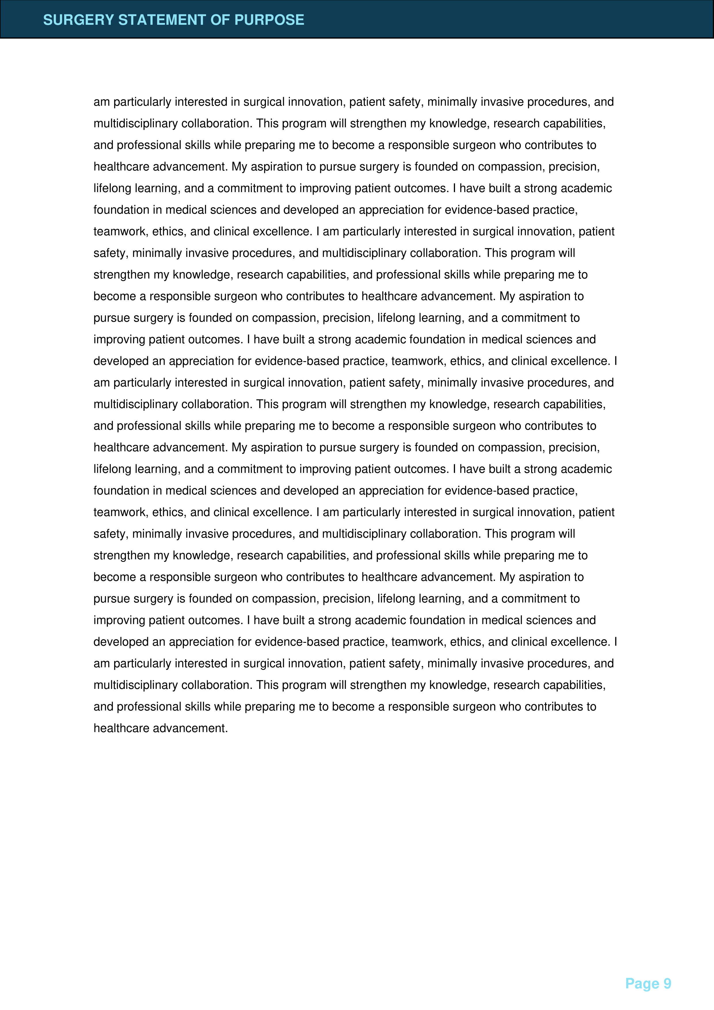 Surgery Statement of Purpose — page 9