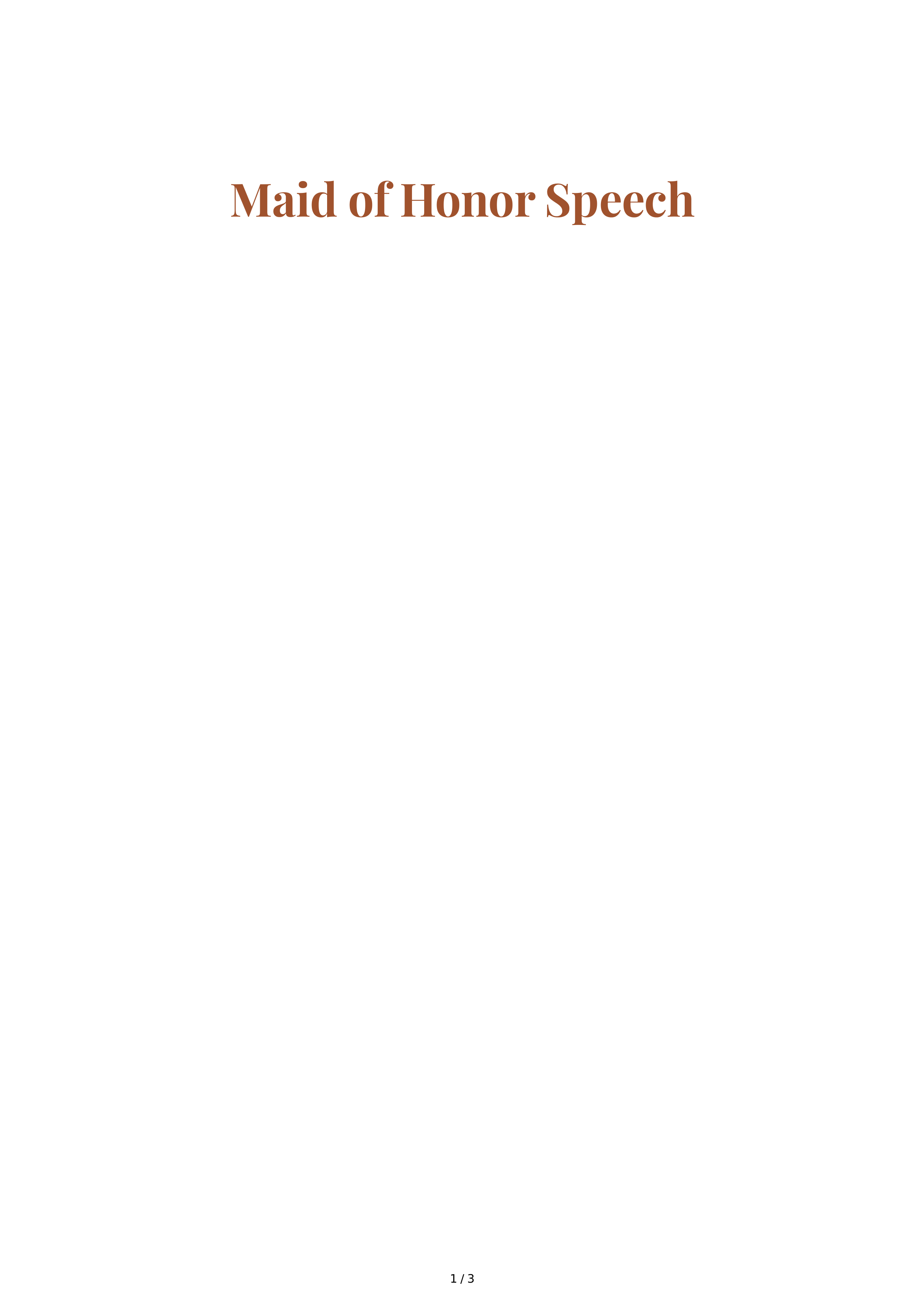 Surprise Wedding Maid of Honor Speech — page 1