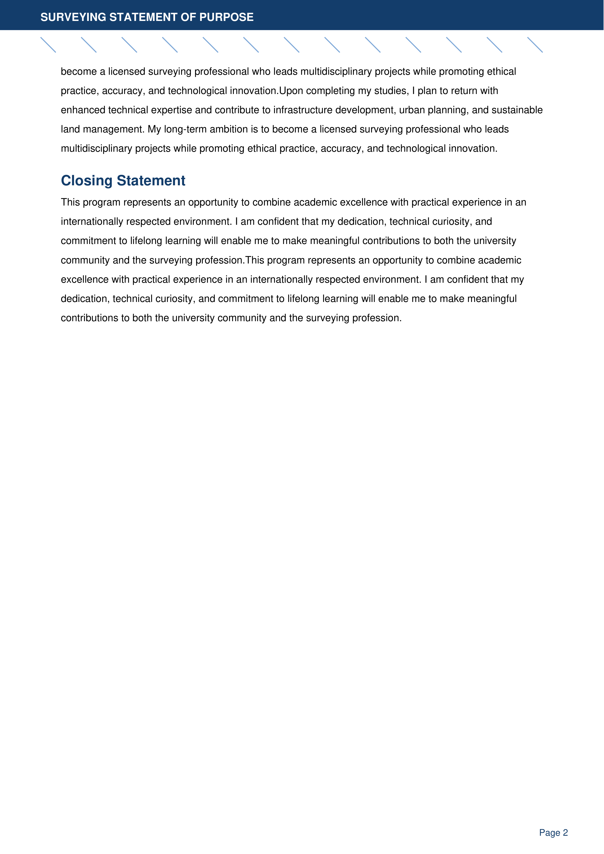 Surveying Statement of Purpose — page 2