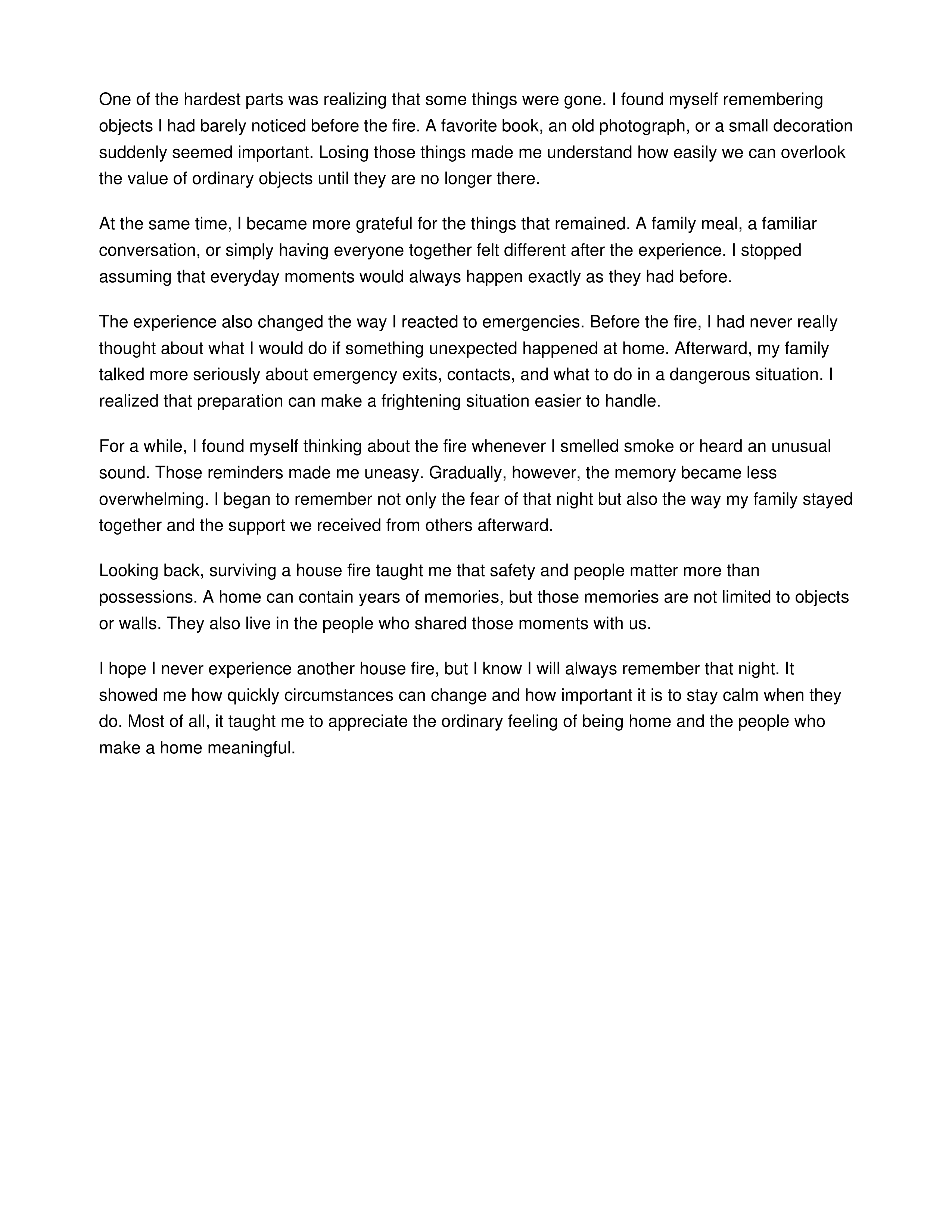 Surviving a House Fire Personal Narrative — page 2