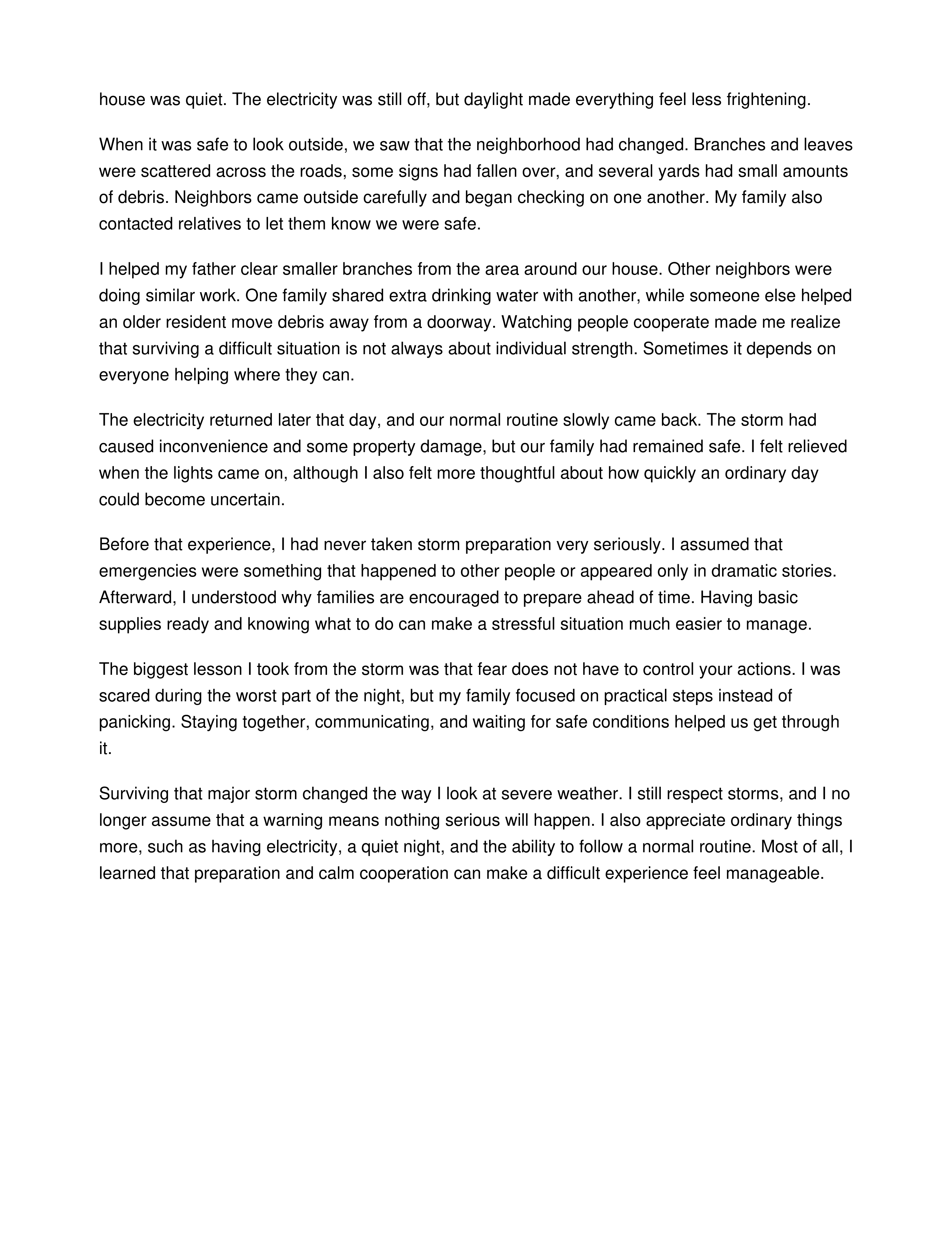 Surviving a Major Storm Personal Narrative — page 2
