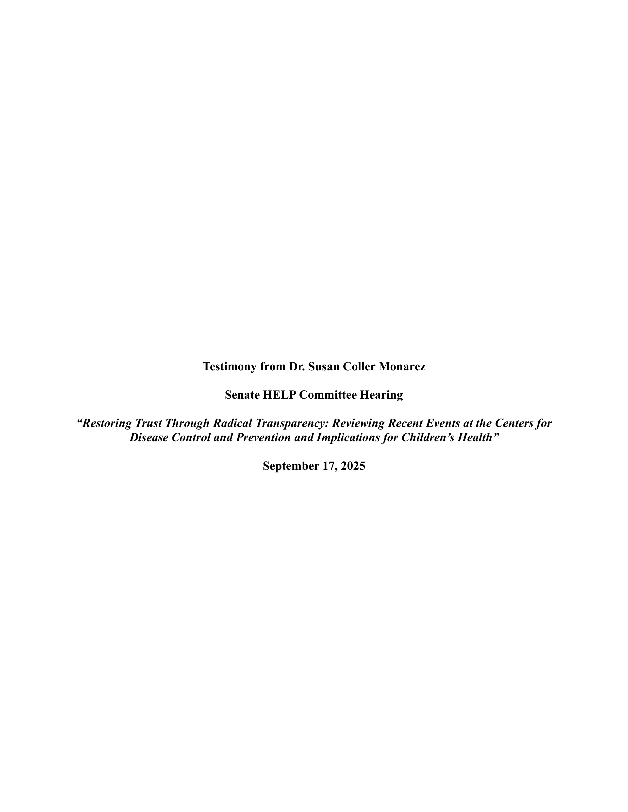 Susan Monarez Opening Statement — page 1