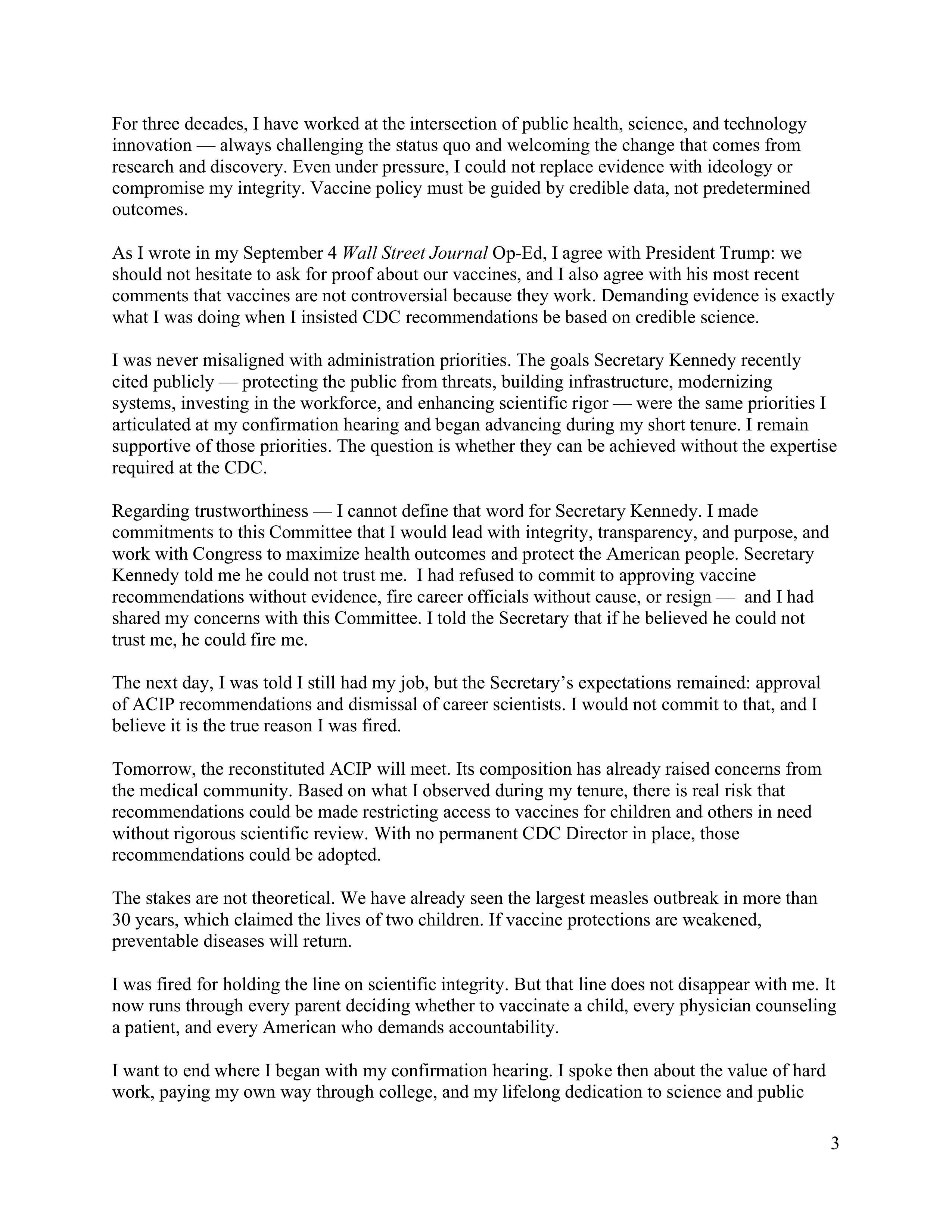 Susan Monarez Opening Statement — page 3