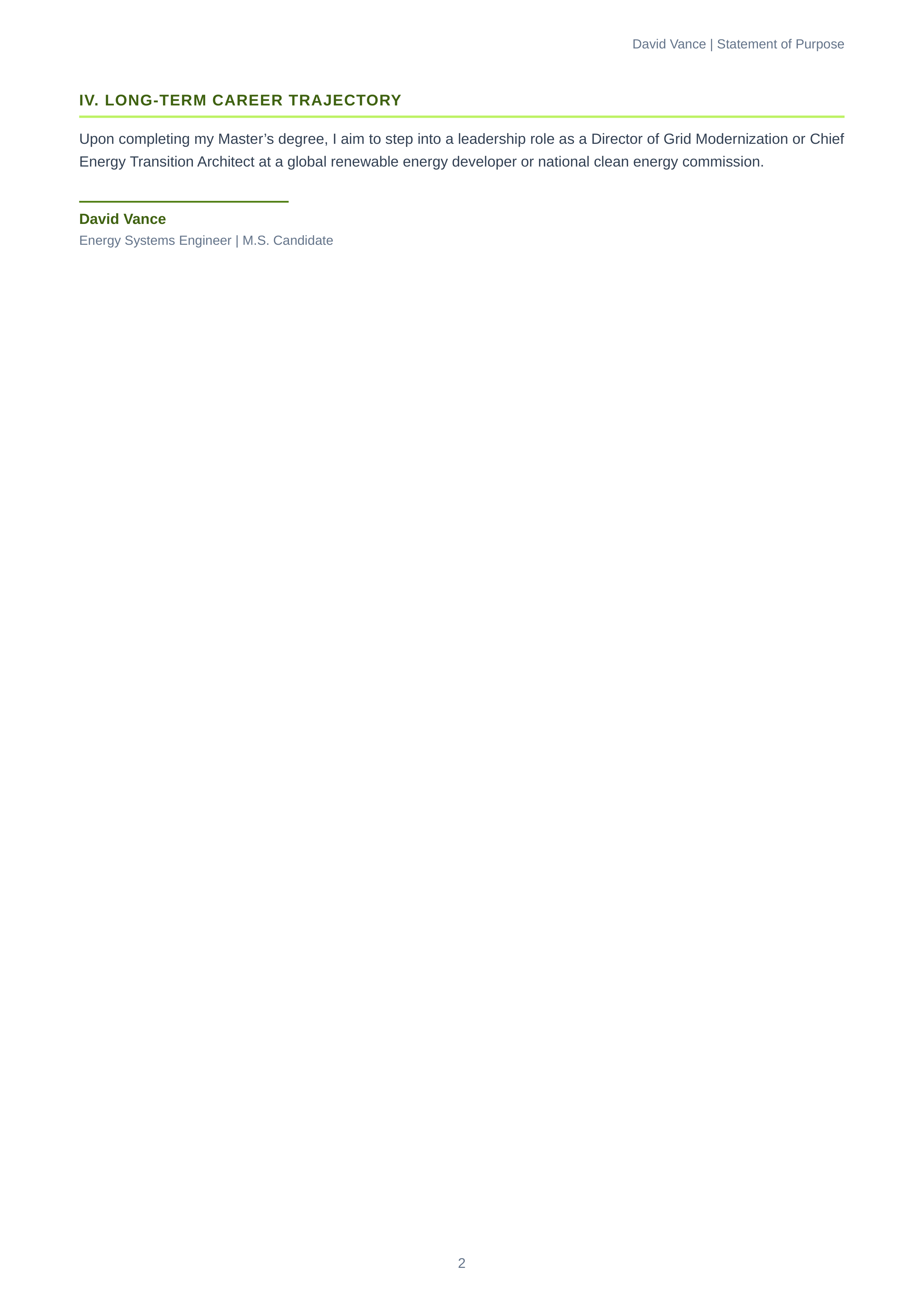 Sustainable Energy Statement of Purpose — page 2