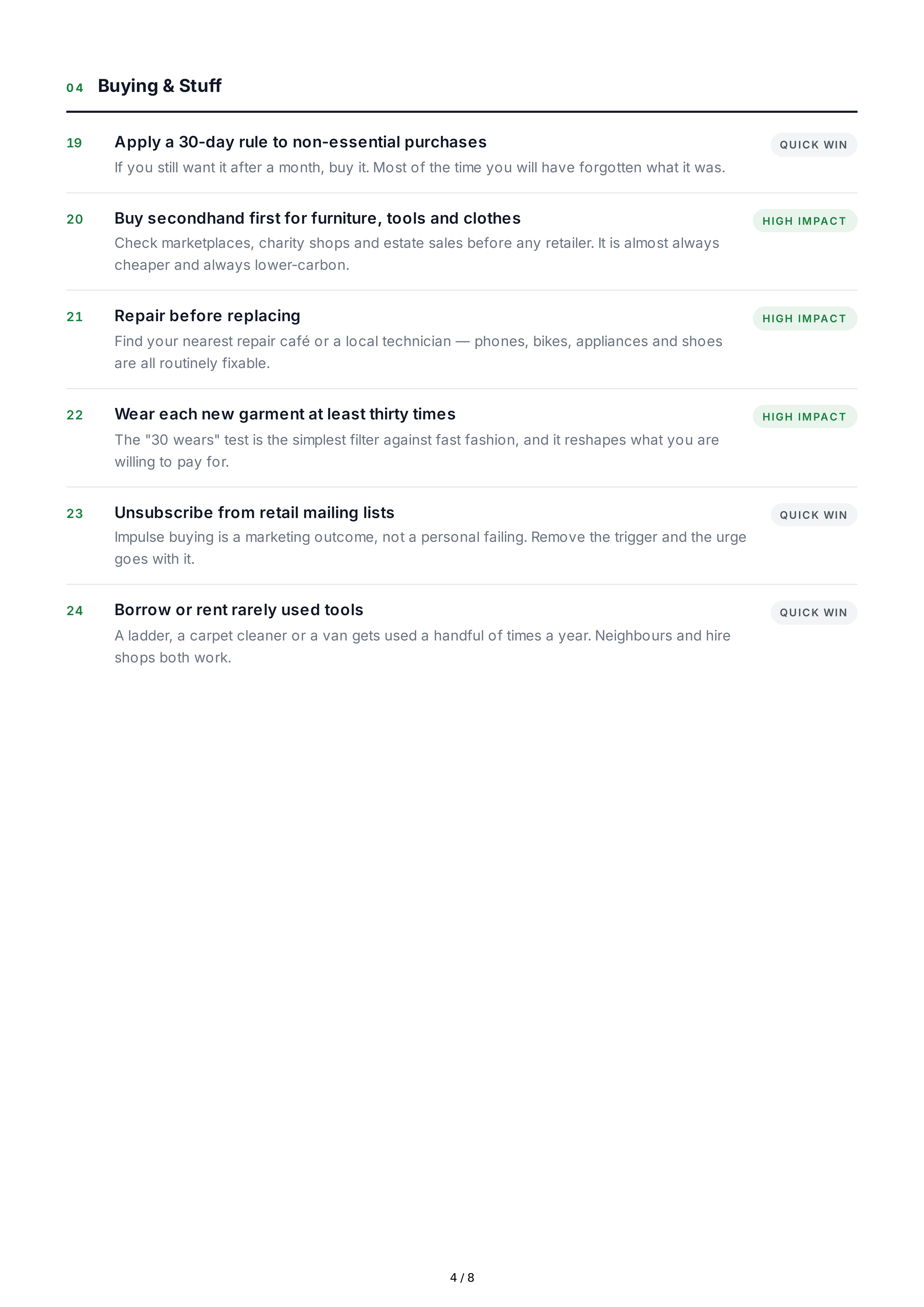 Sustainable Living Life Goals — page 4