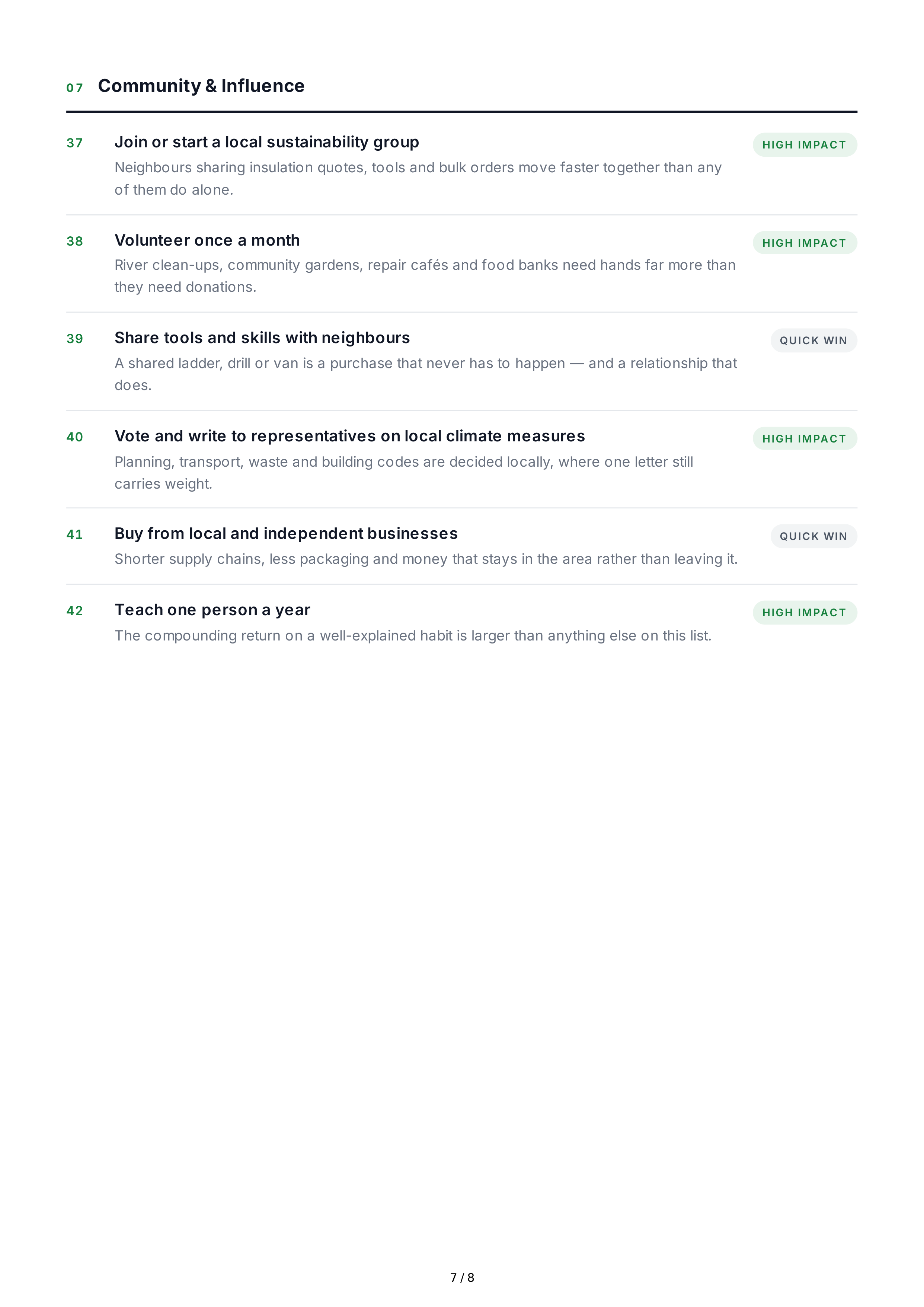 Sustainable Living Life Goals — page 7