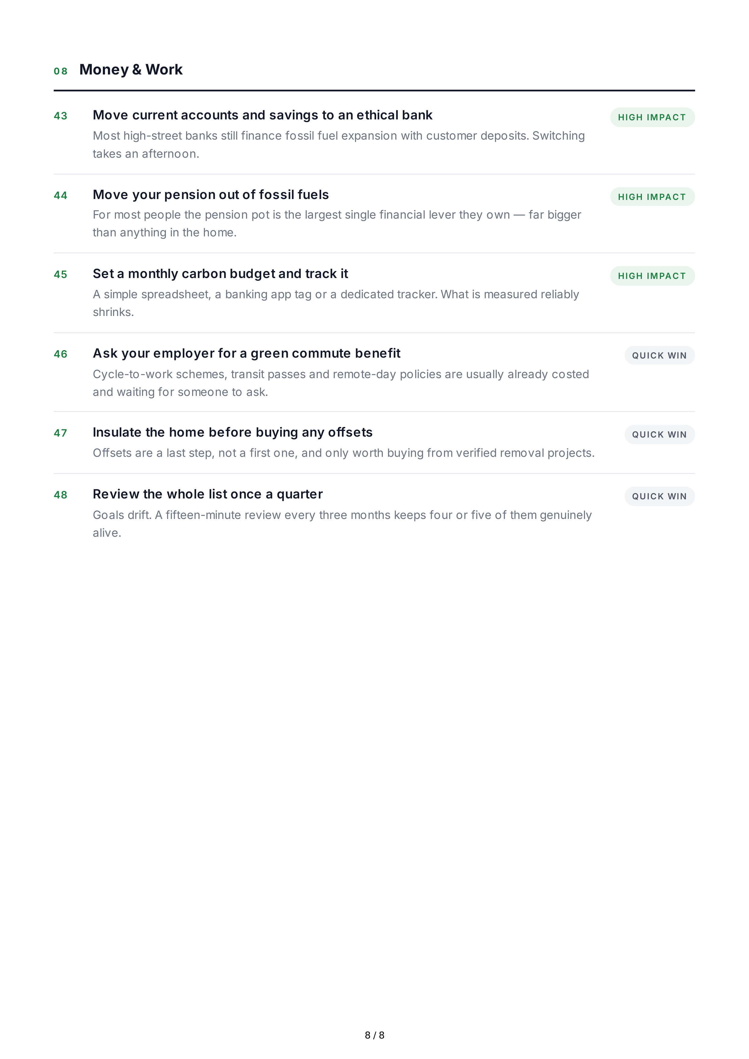 Sustainable Living Life Goals — page 8