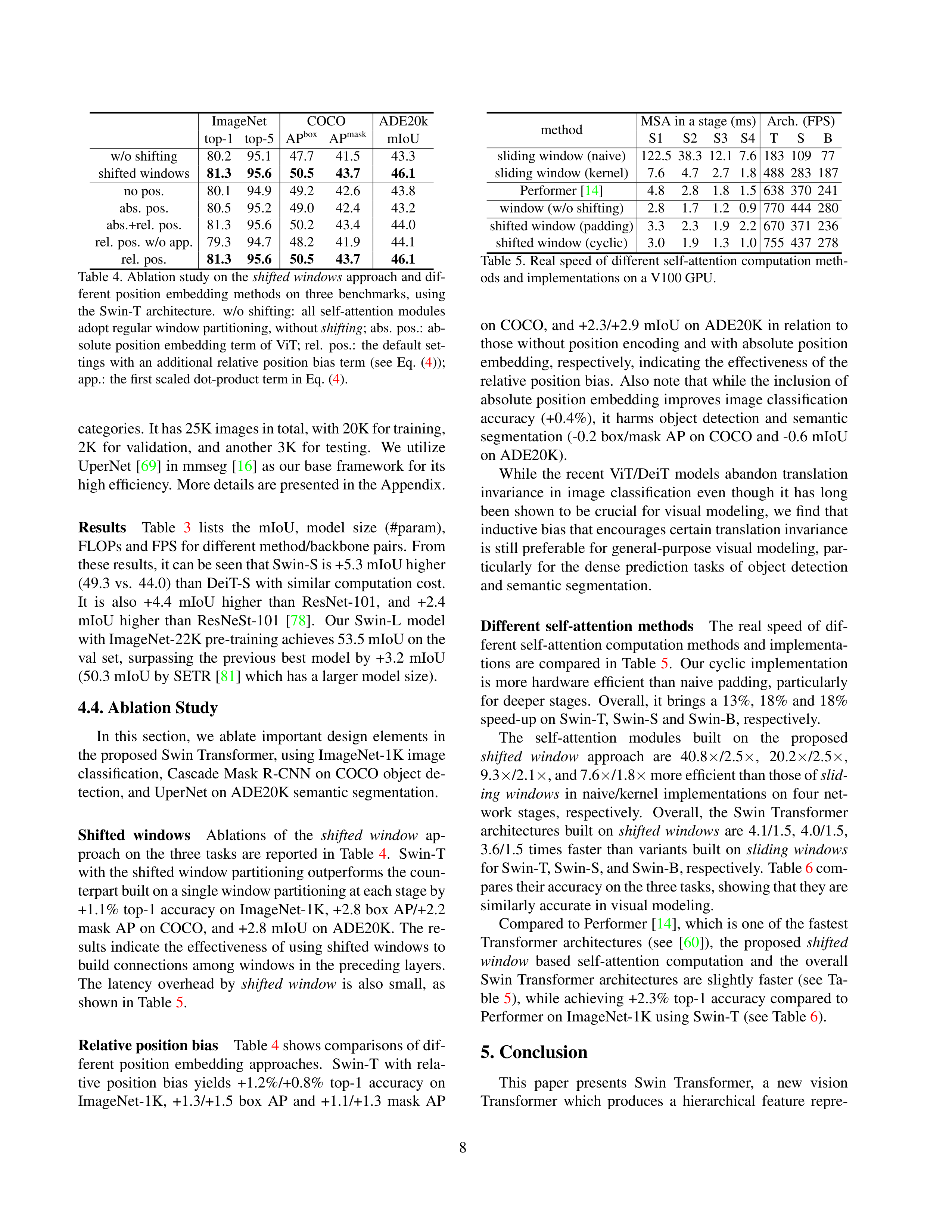 Swin Transformer Research Paper by Microsoft — page 8