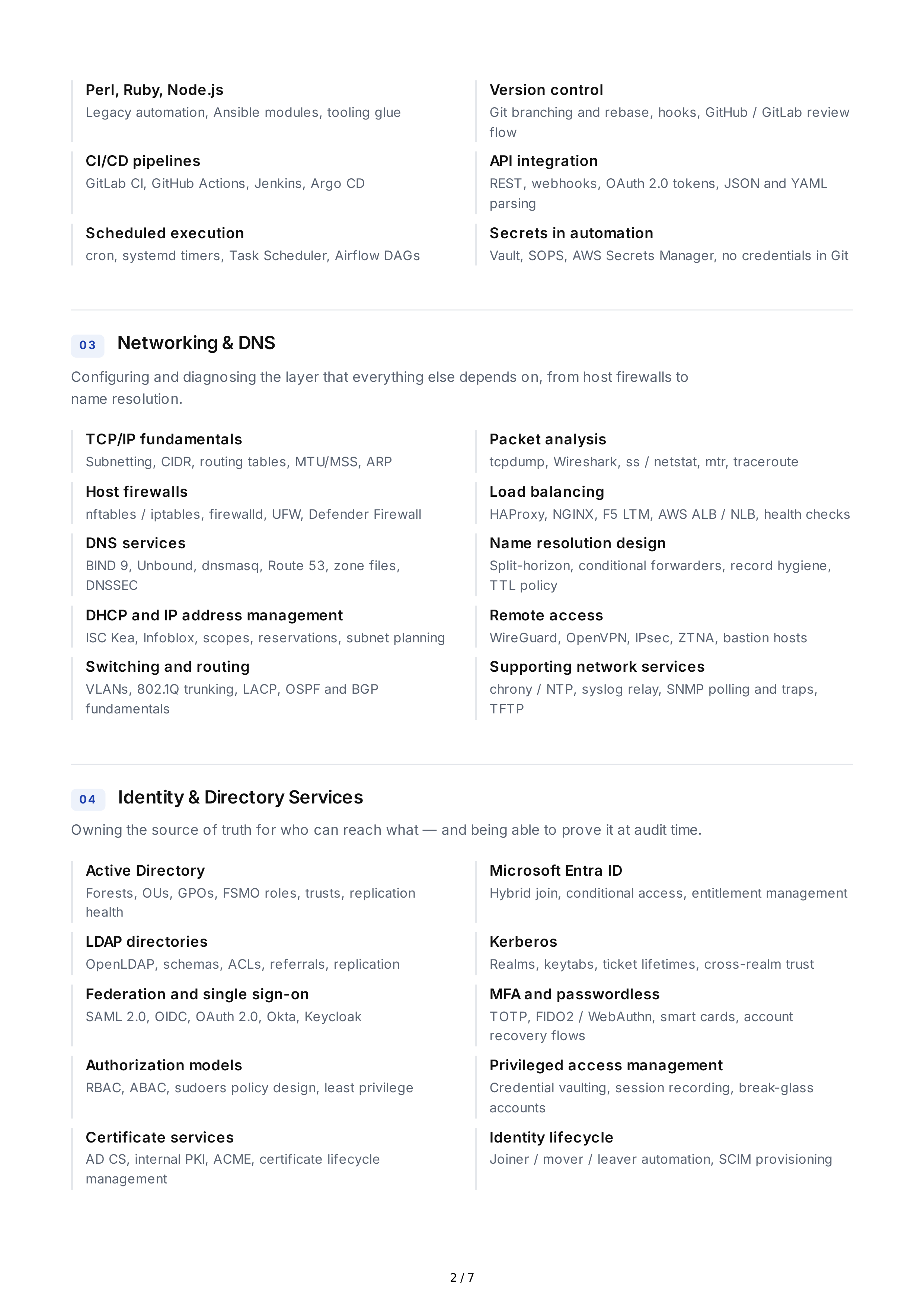 System Administration Technical Skills — page 2