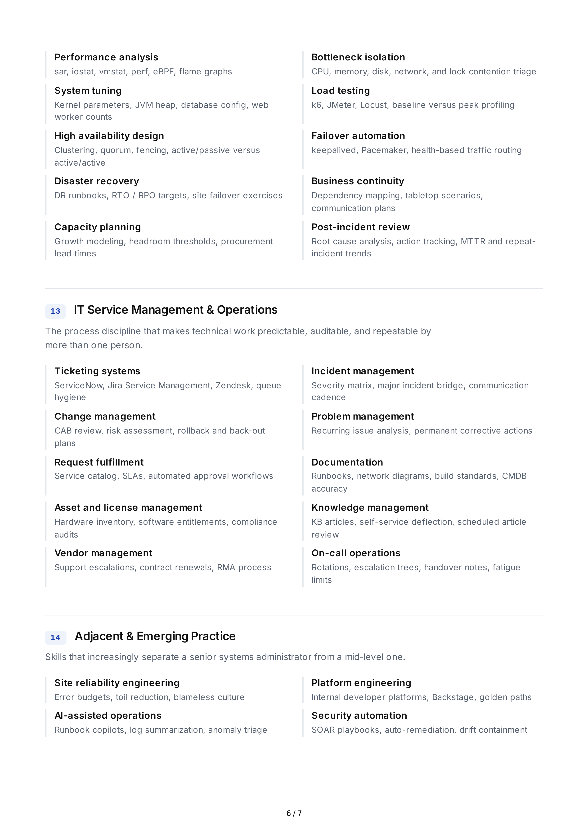 System Administration Technical Skills — page 6