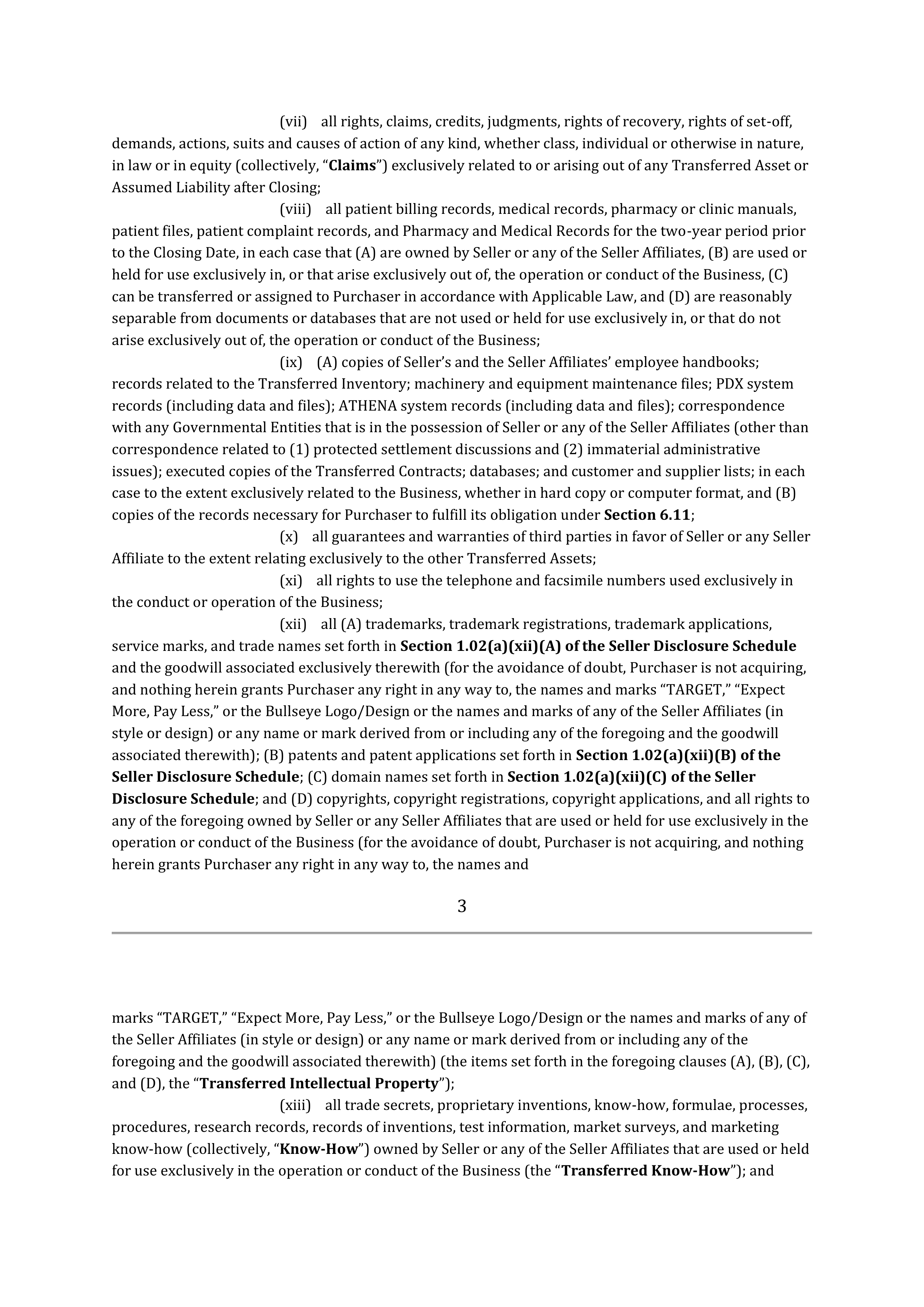 TARGET CORPORATION ASSET PURCHASE AGREEMENT — page 12