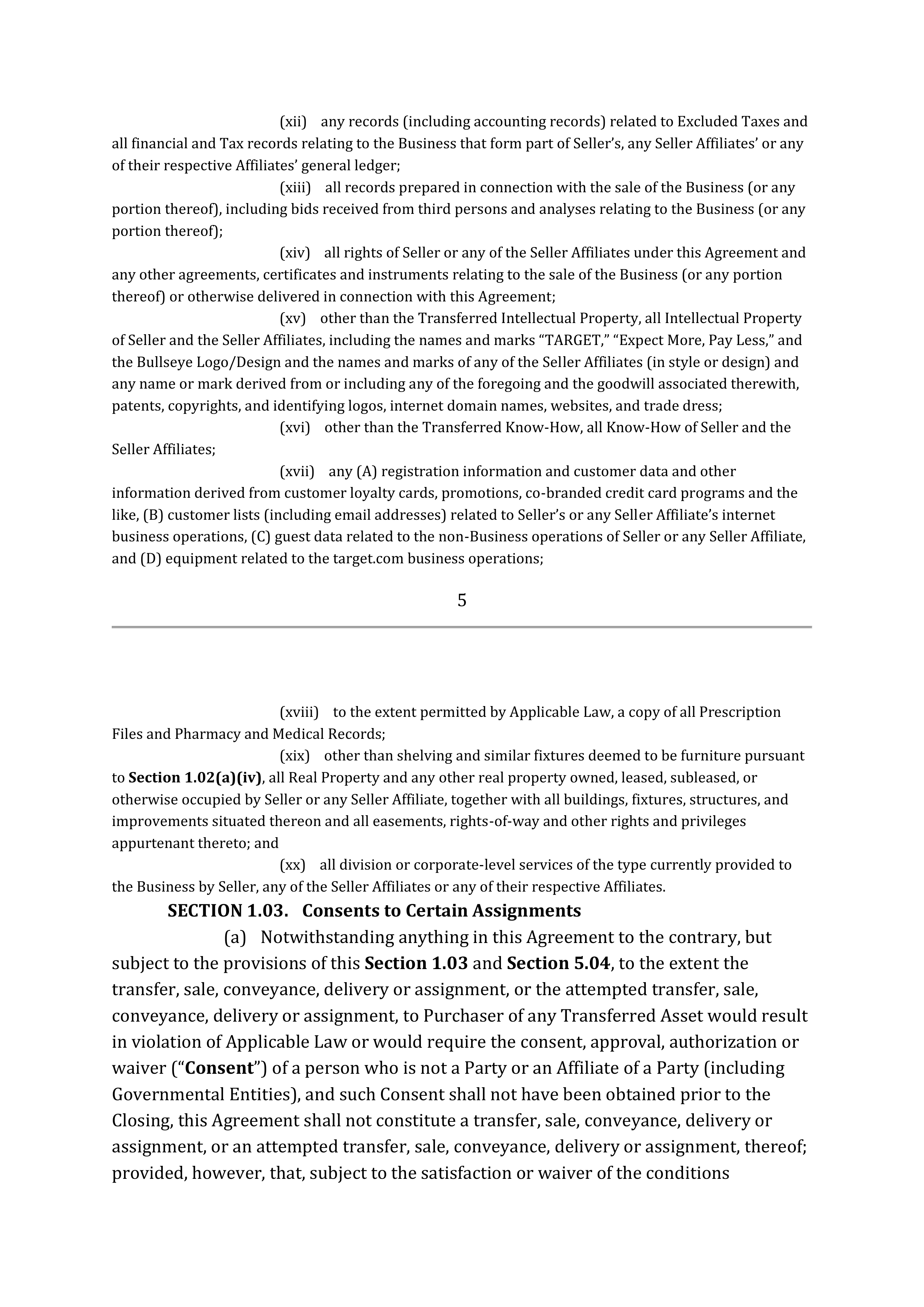 TARGET CORPORATION ASSET PURCHASE AGREEMENT — page 14