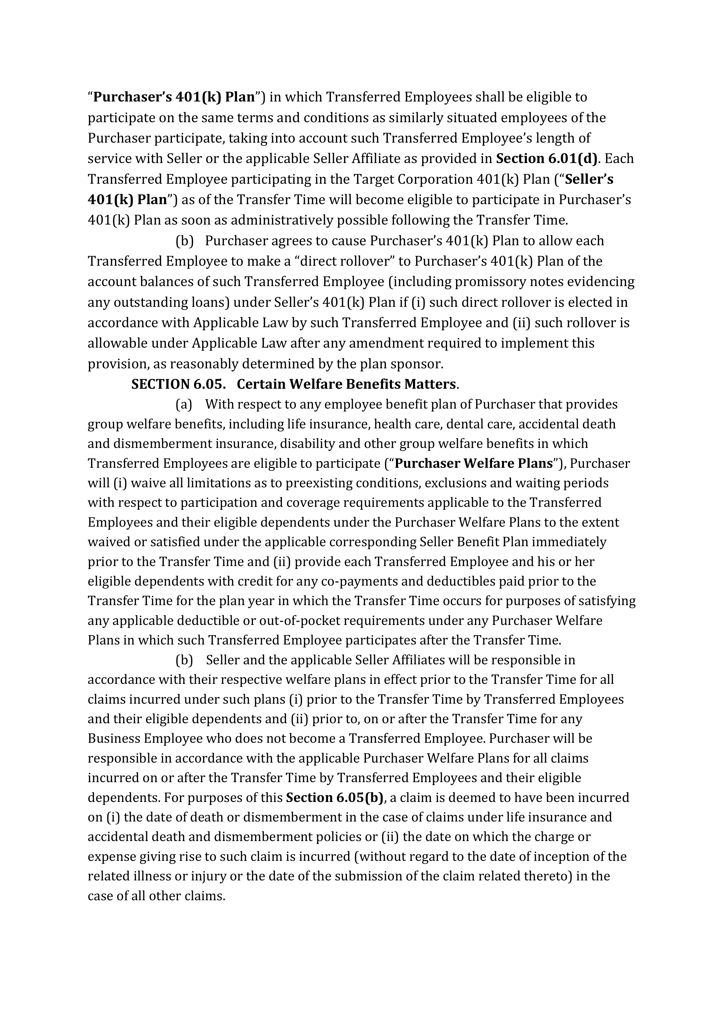 TARGET CORPORATION ASSET PURCHASE AGREEMENT — page 57