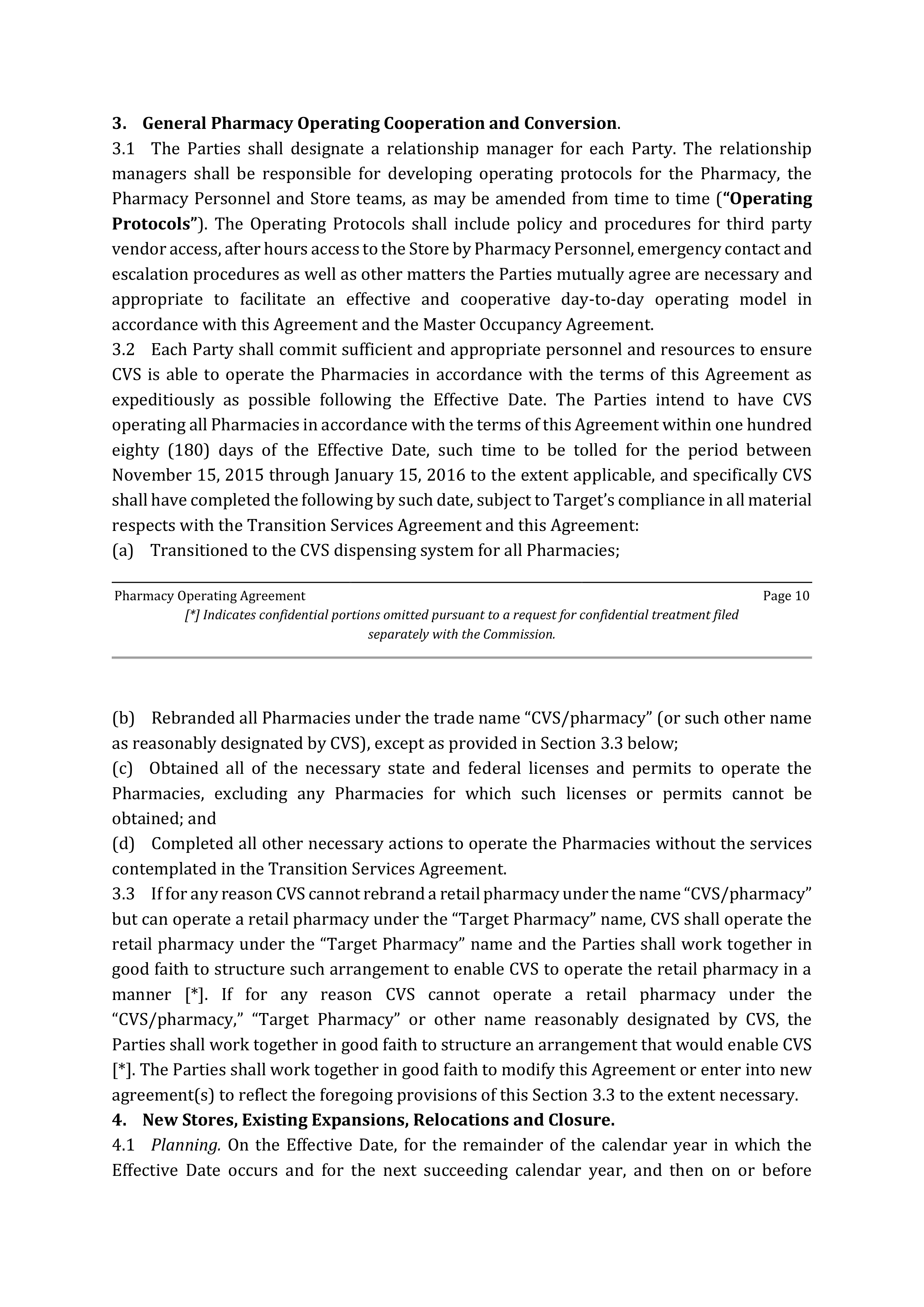 TARGET CORPORATION PHARMACY OPERATING AGREEMENT — page 10