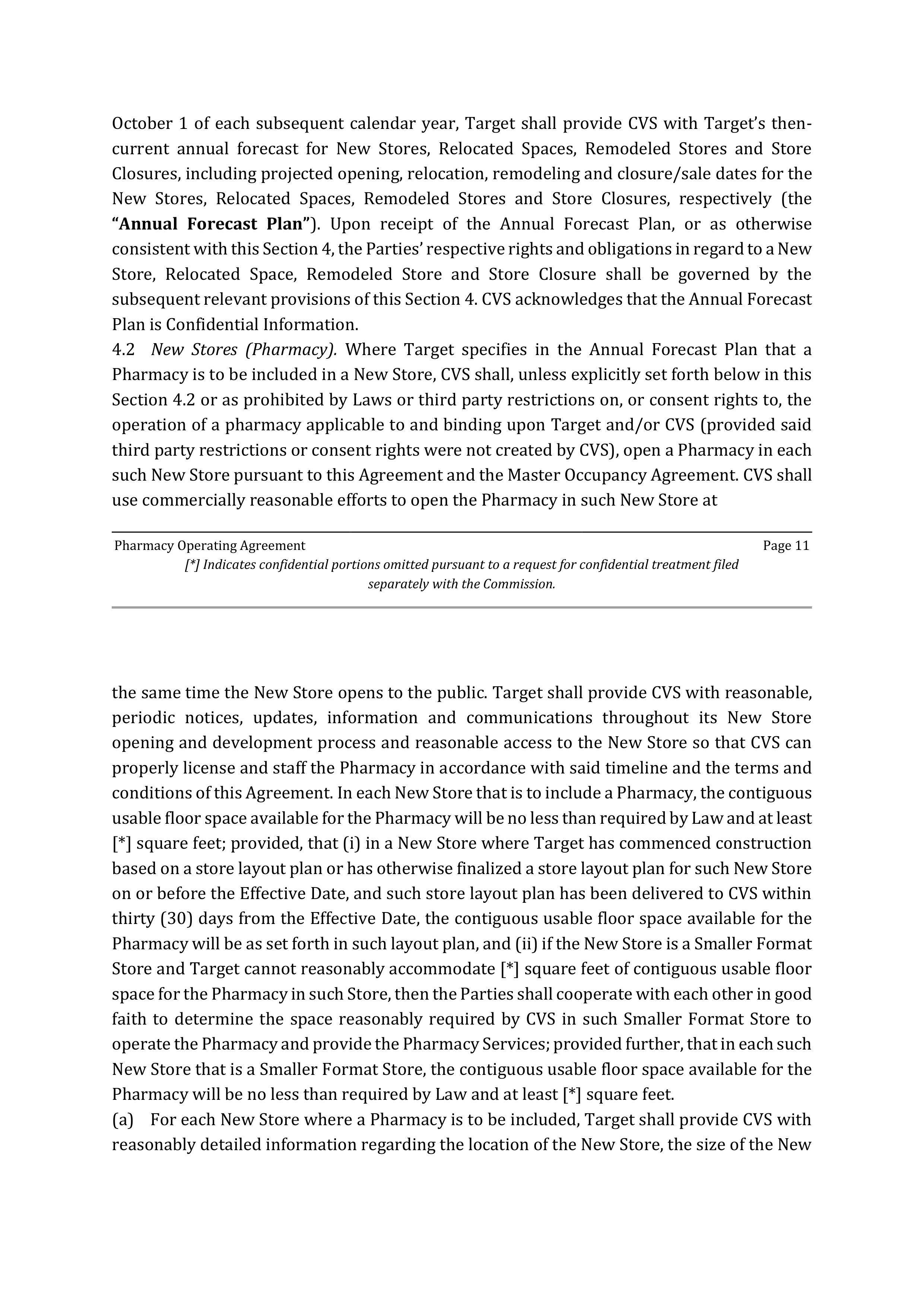 TARGET CORPORATION PHARMACY OPERATING AGREEMENT — page 11