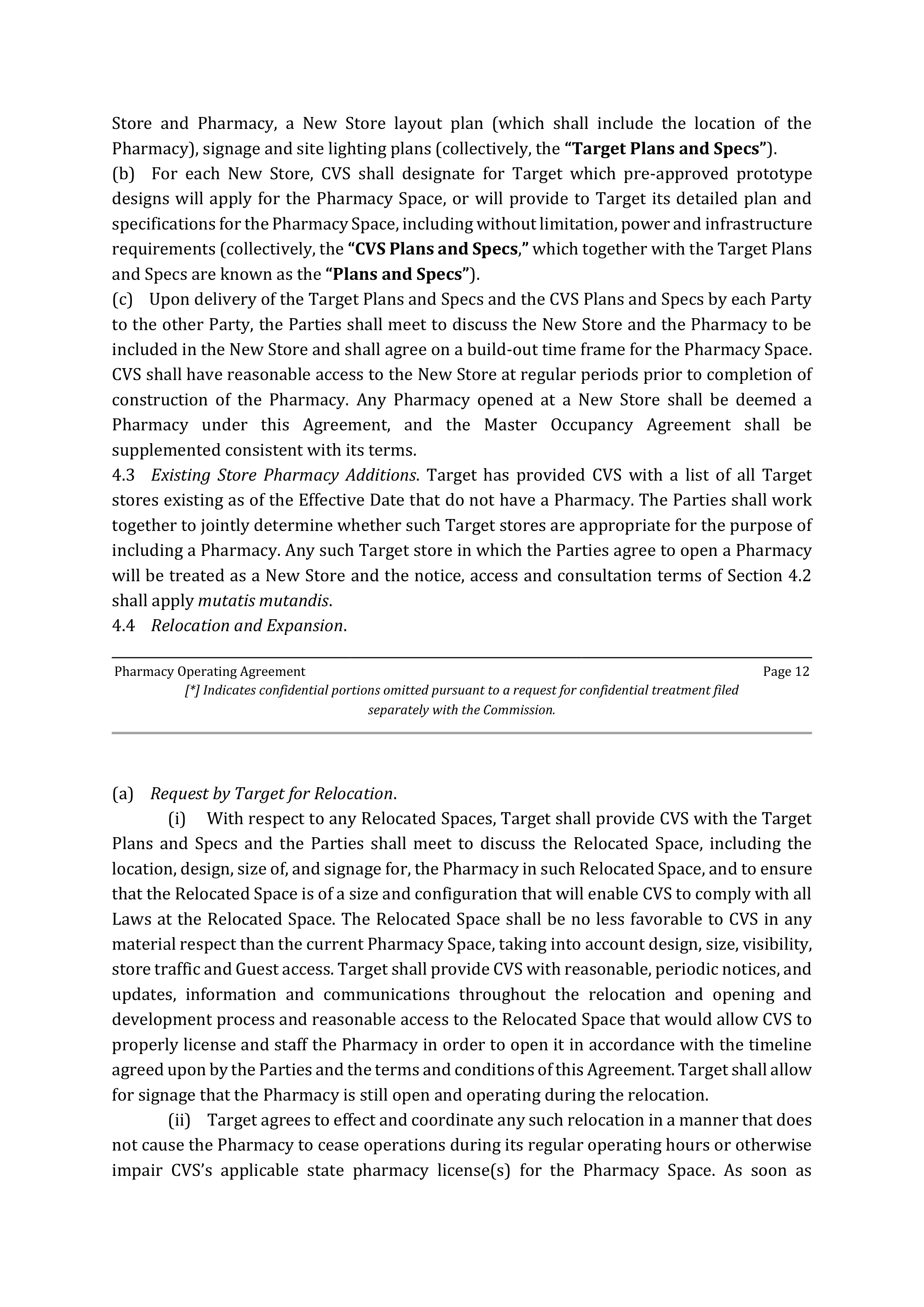 TARGET CORPORATION PHARMACY OPERATING AGREEMENT — page 12