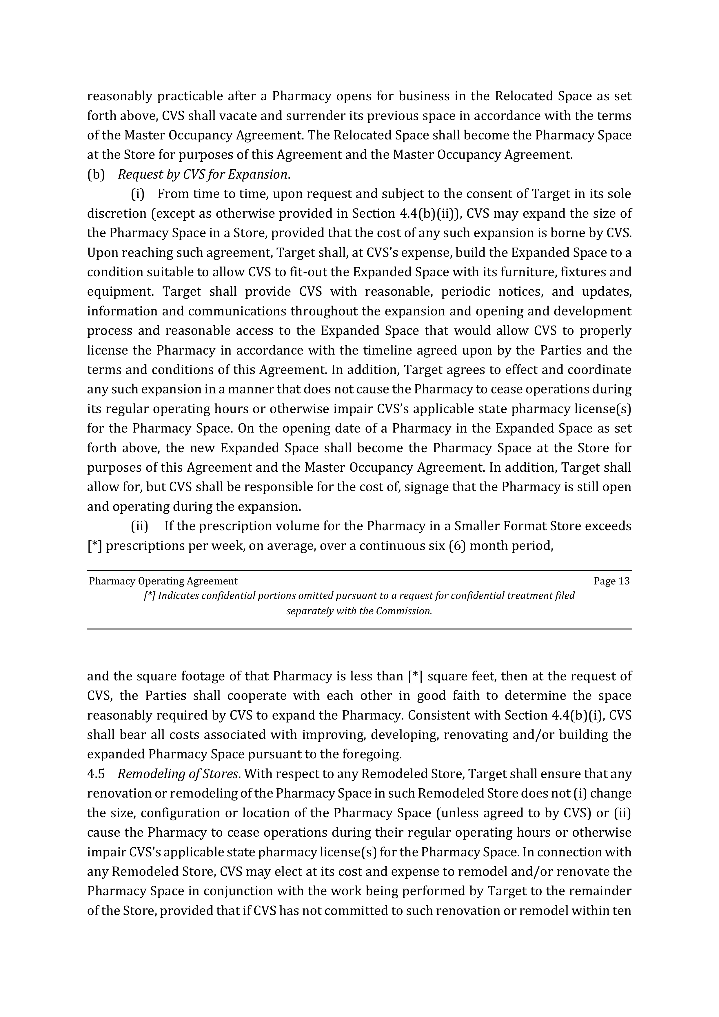 TARGET CORPORATION PHARMACY OPERATING AGREEMENT — page 13
